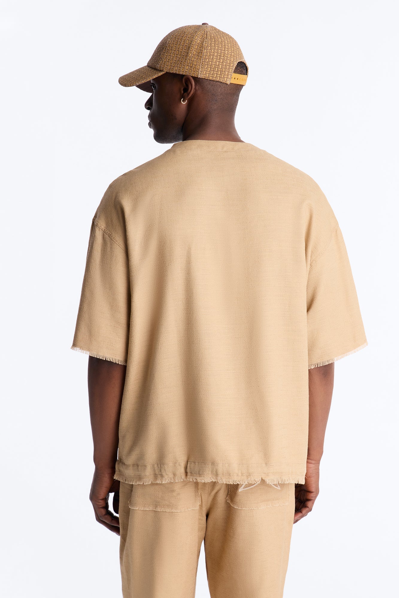 Boxy Tropic Fearless Frayed Shirt - Tan