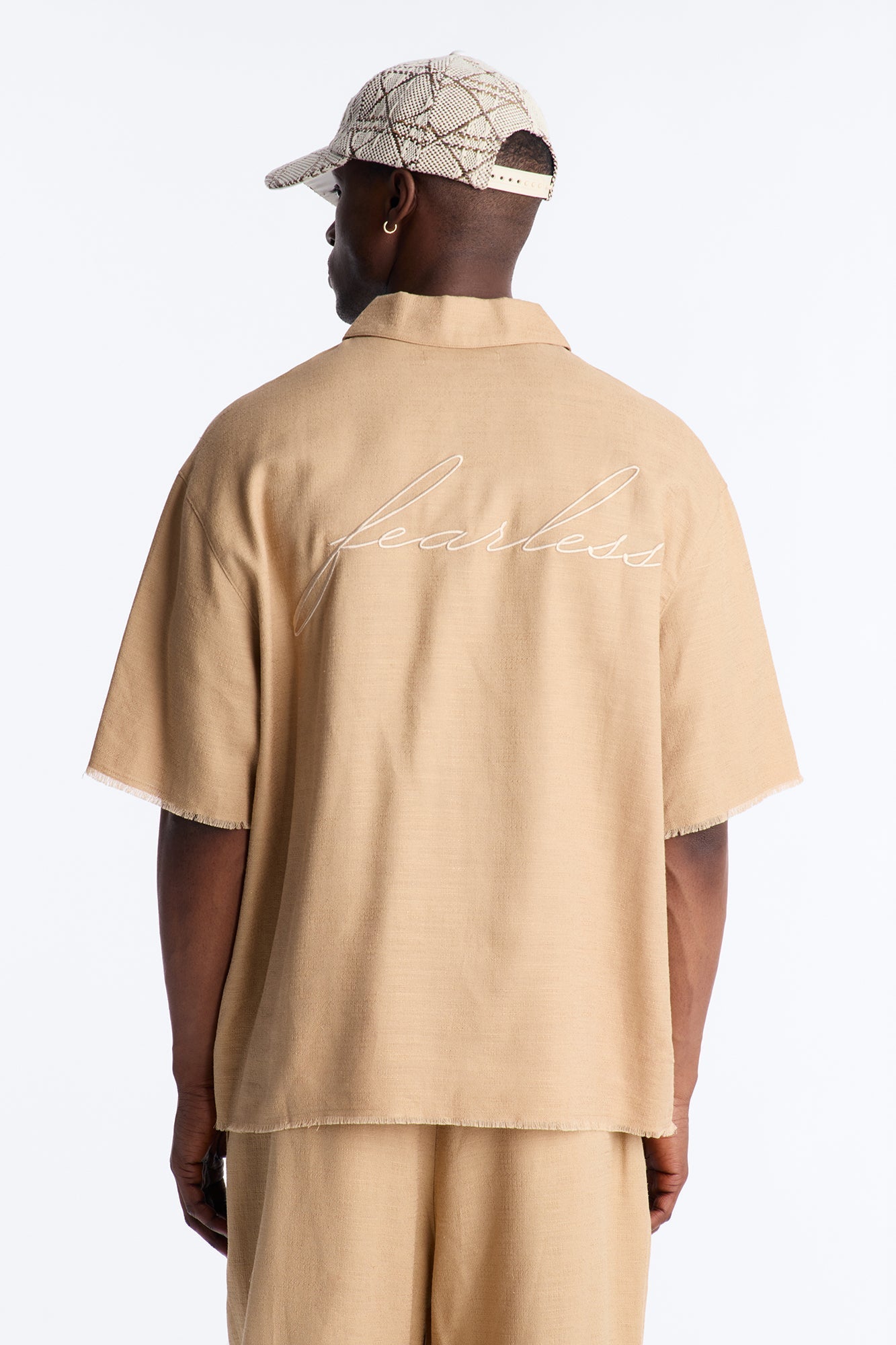 Oversized Tropic Fearless Polo Shirt - Tan