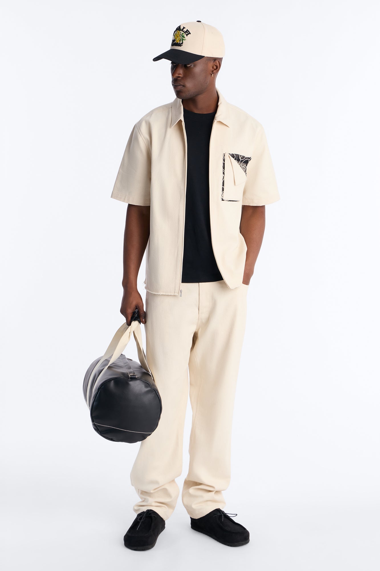 Textured Paradise Thread Zip Shirt - Cream
