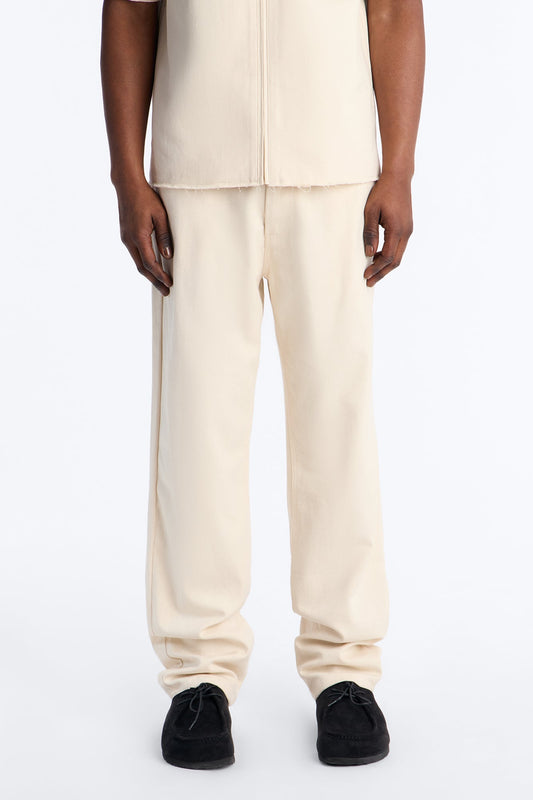 Straight Textured Paradise Thread Pant - Cream