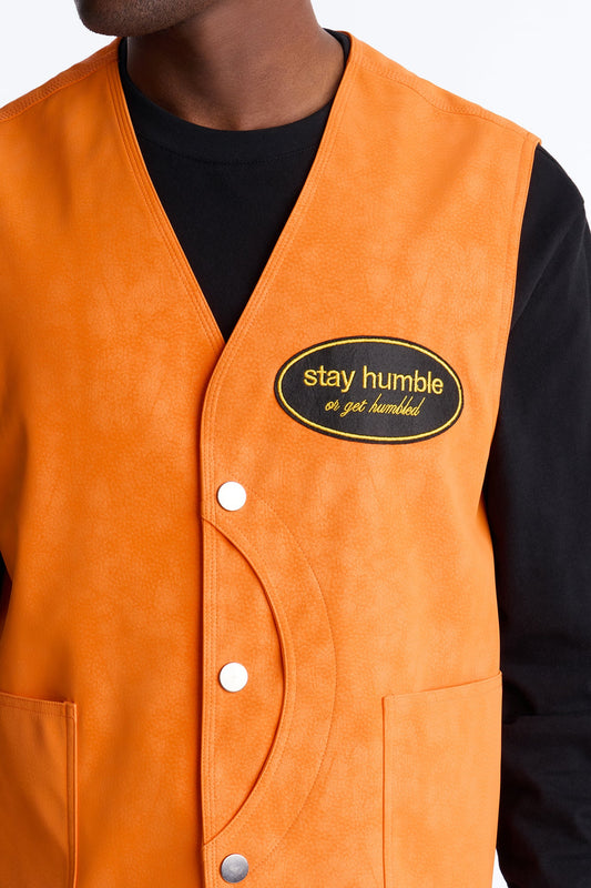 Rebel Hyde Faux Leather Vest - Orange