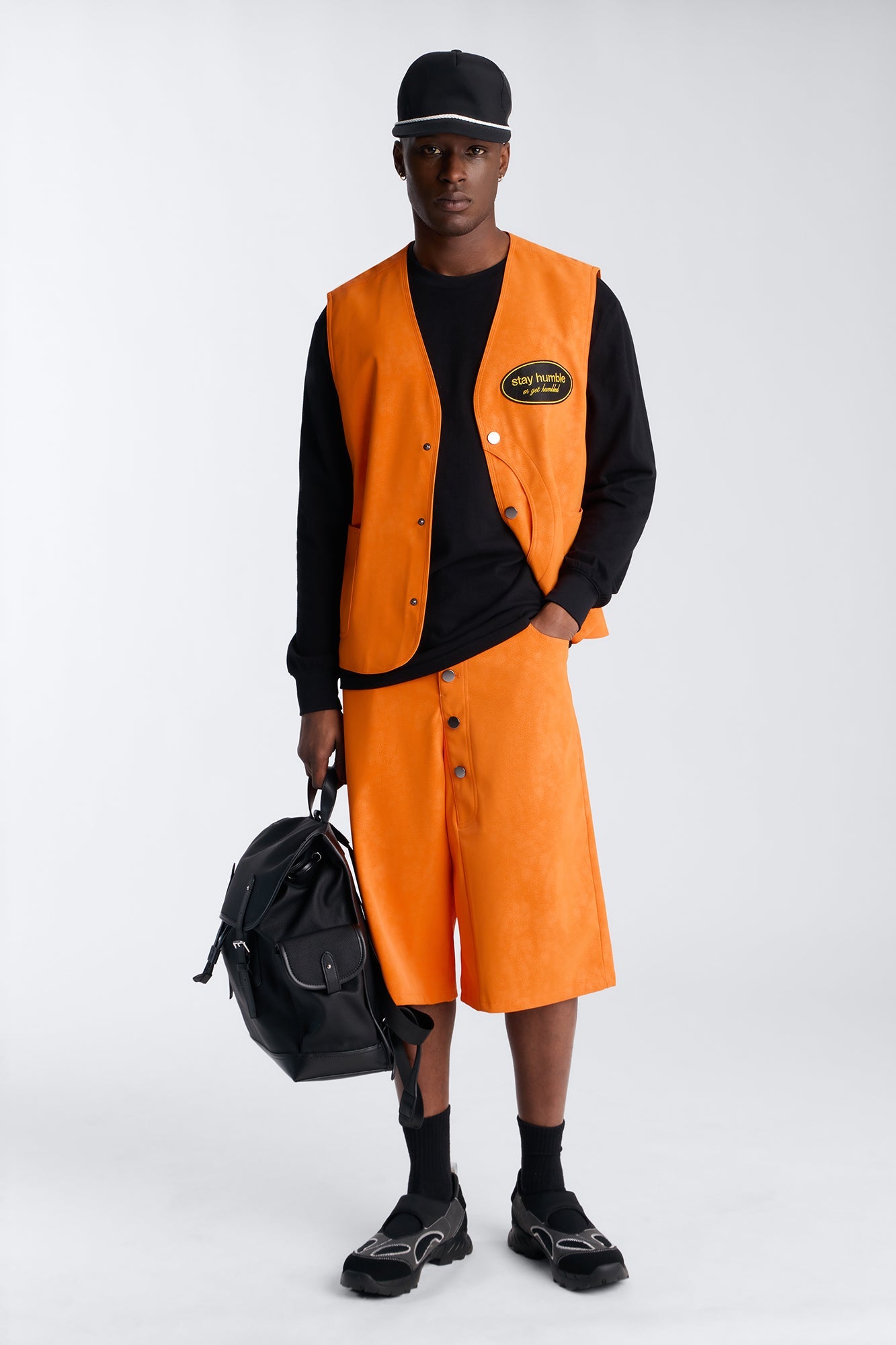 Baggy Rebel Hyde Faux Leather Short - Orange