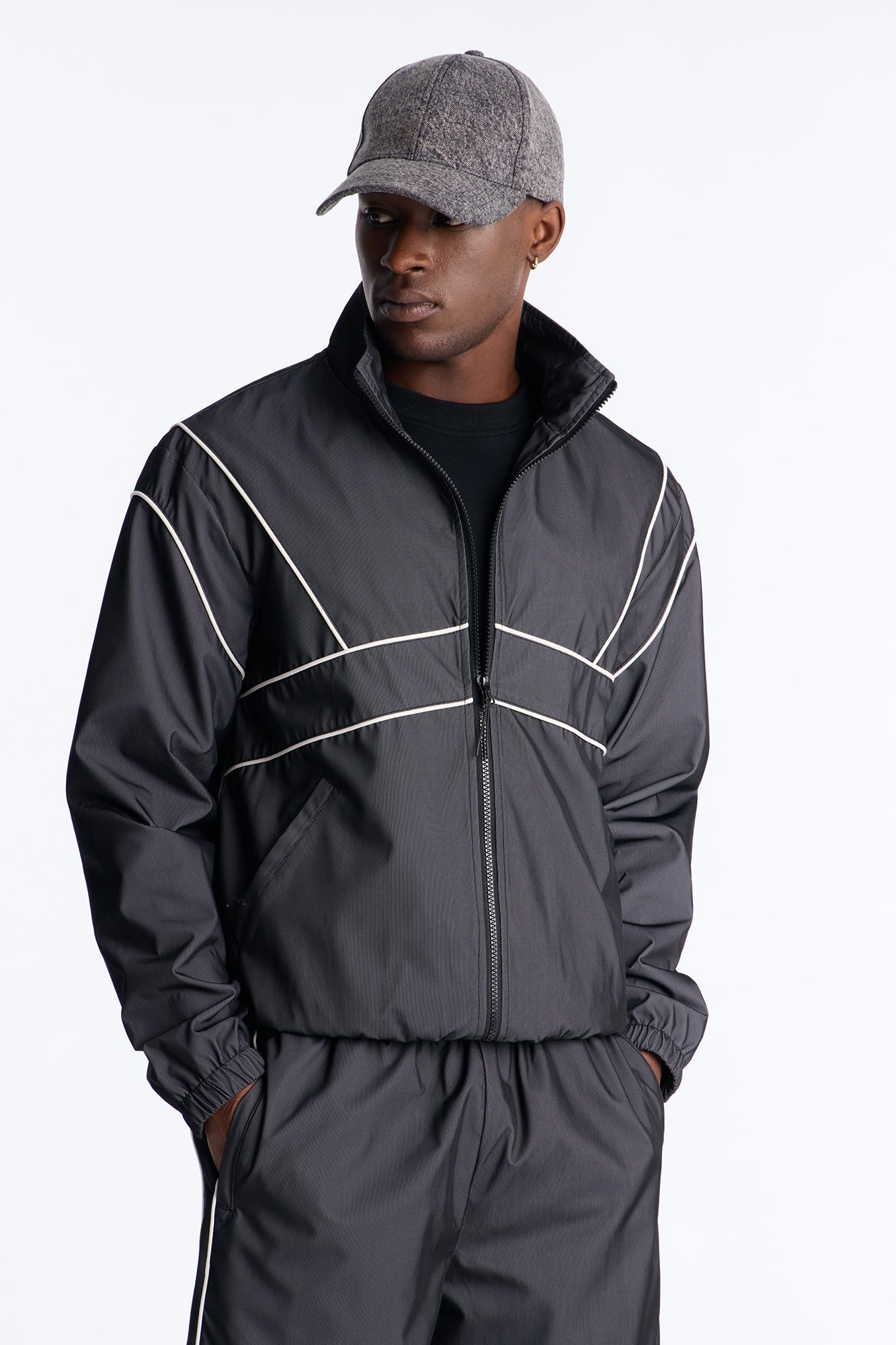 Relaxed Chroma Reflective Mesh Overlay Windbreaker Jacket - PlatinumIce