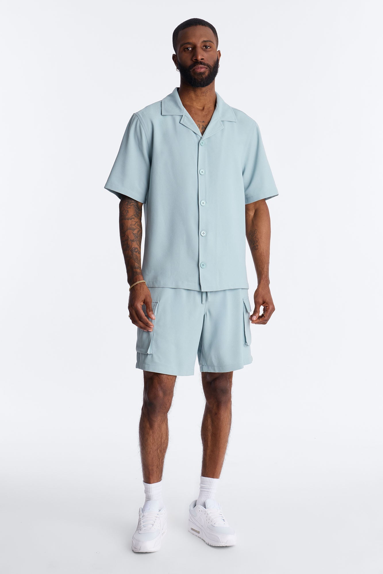Golden Hour Short Sleeve Button Up - Slate Grey