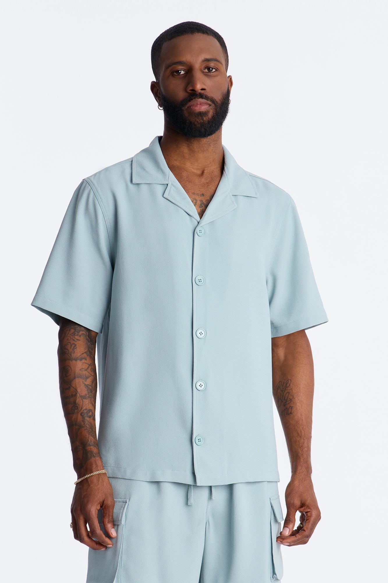 Golden Hour Short Sleeve Button Up - Slate Grey