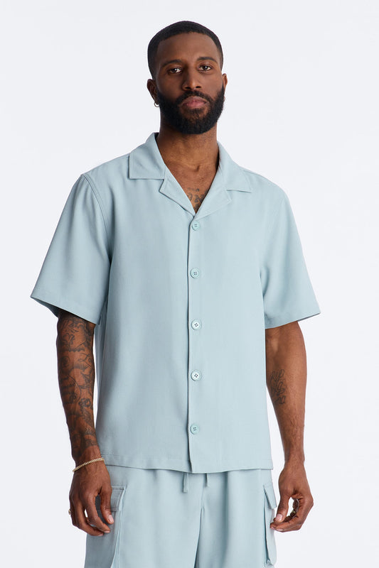 Golden Hour Short Sleeve Button Up - Slate Grey