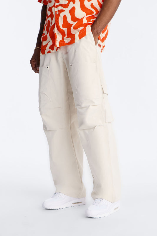 Barrel Fit Node Cargo Pant - Cream