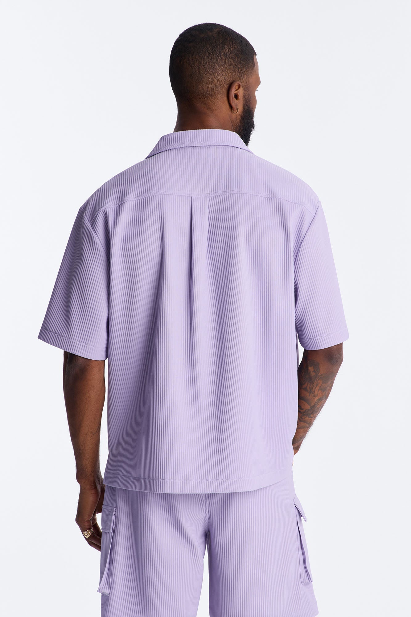 Show Up Short Sleeve Cuban Shirt - Lavender