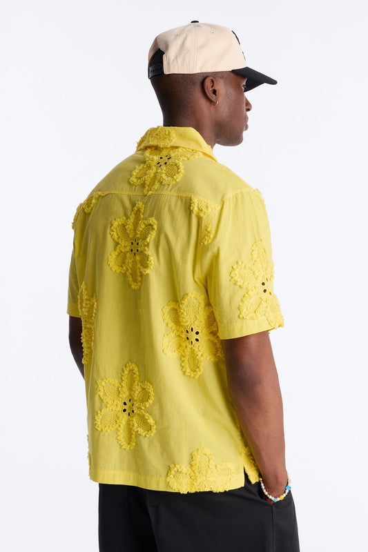 Dusty Bloom Cuban Collar Shirt - Mustard