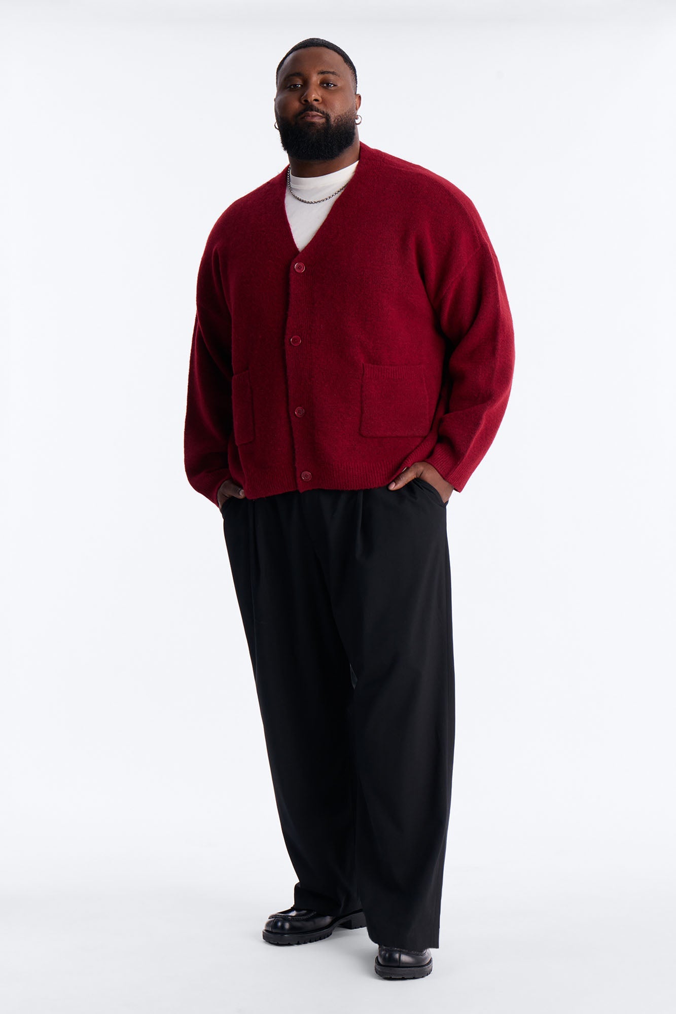 Cropped Harbor Ash Cardigan - Burgundy