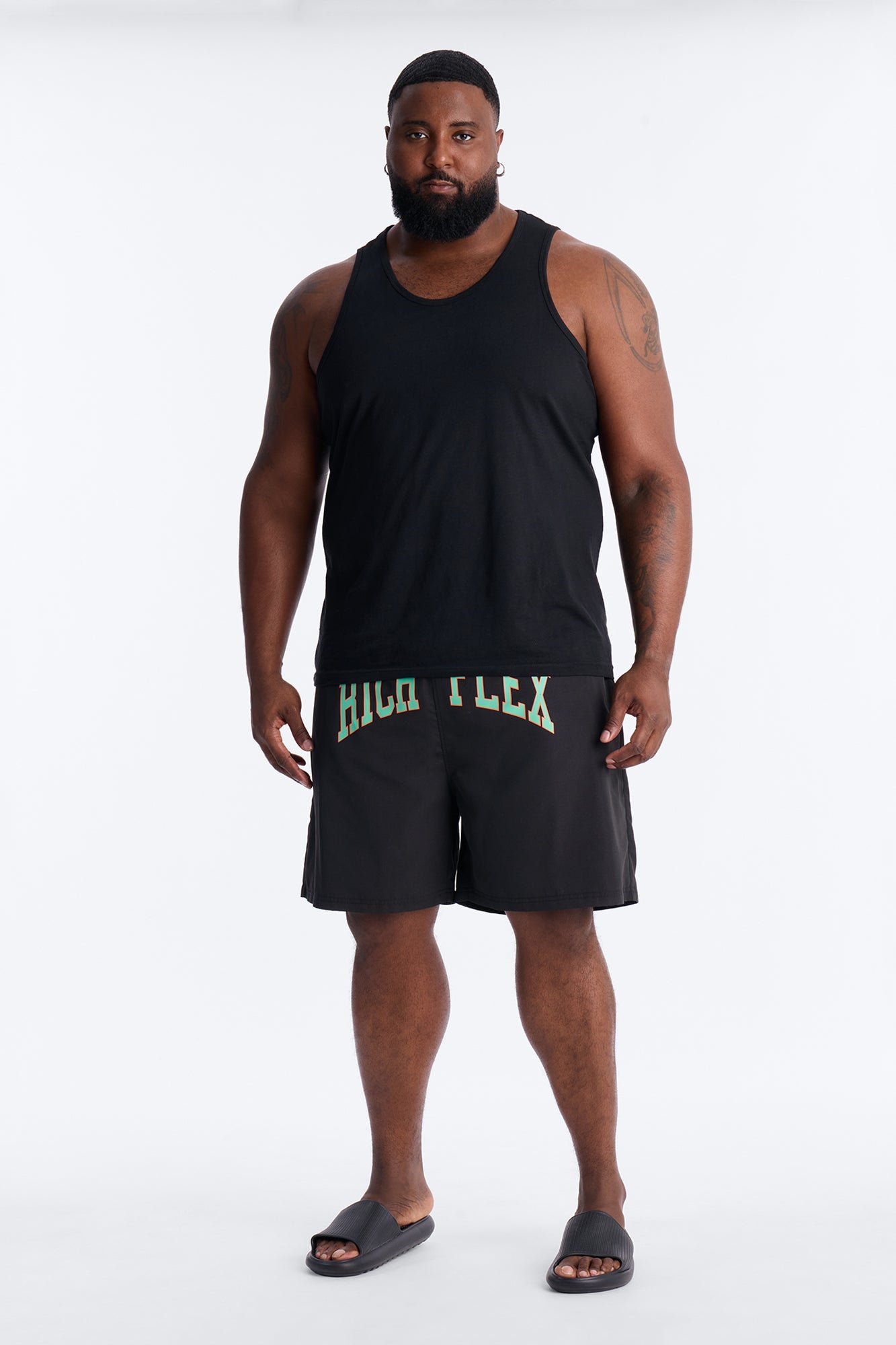 Rich Flex Swim Trunk 7″ - Black/Green