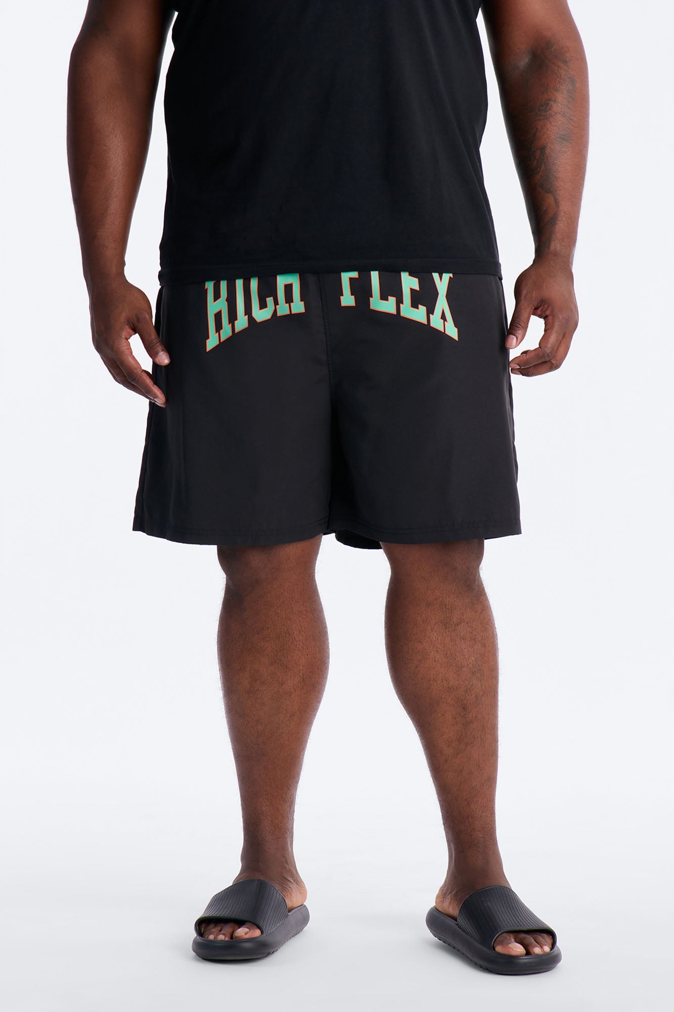 Rich Flex Swim Trunk 7″ - Black/Green
