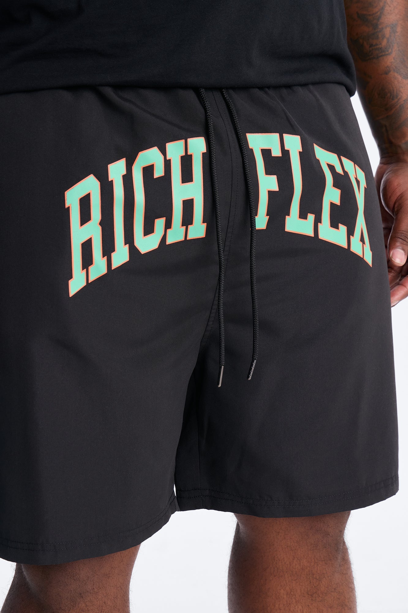 Rich Flex Swim Trunk 7″ - Black/Green