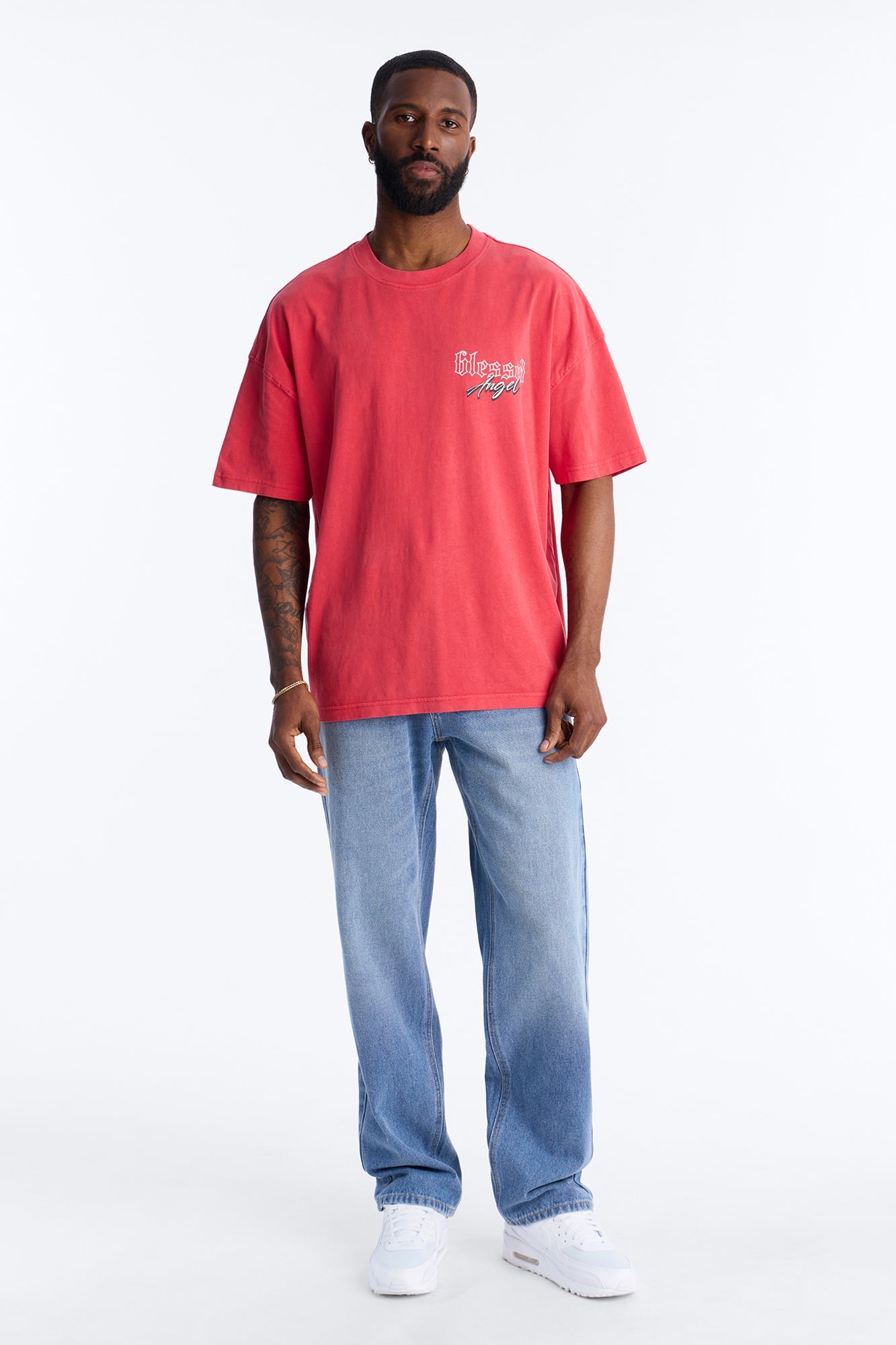 Blessed Angel Oversized Short Sleeve Tee - Red