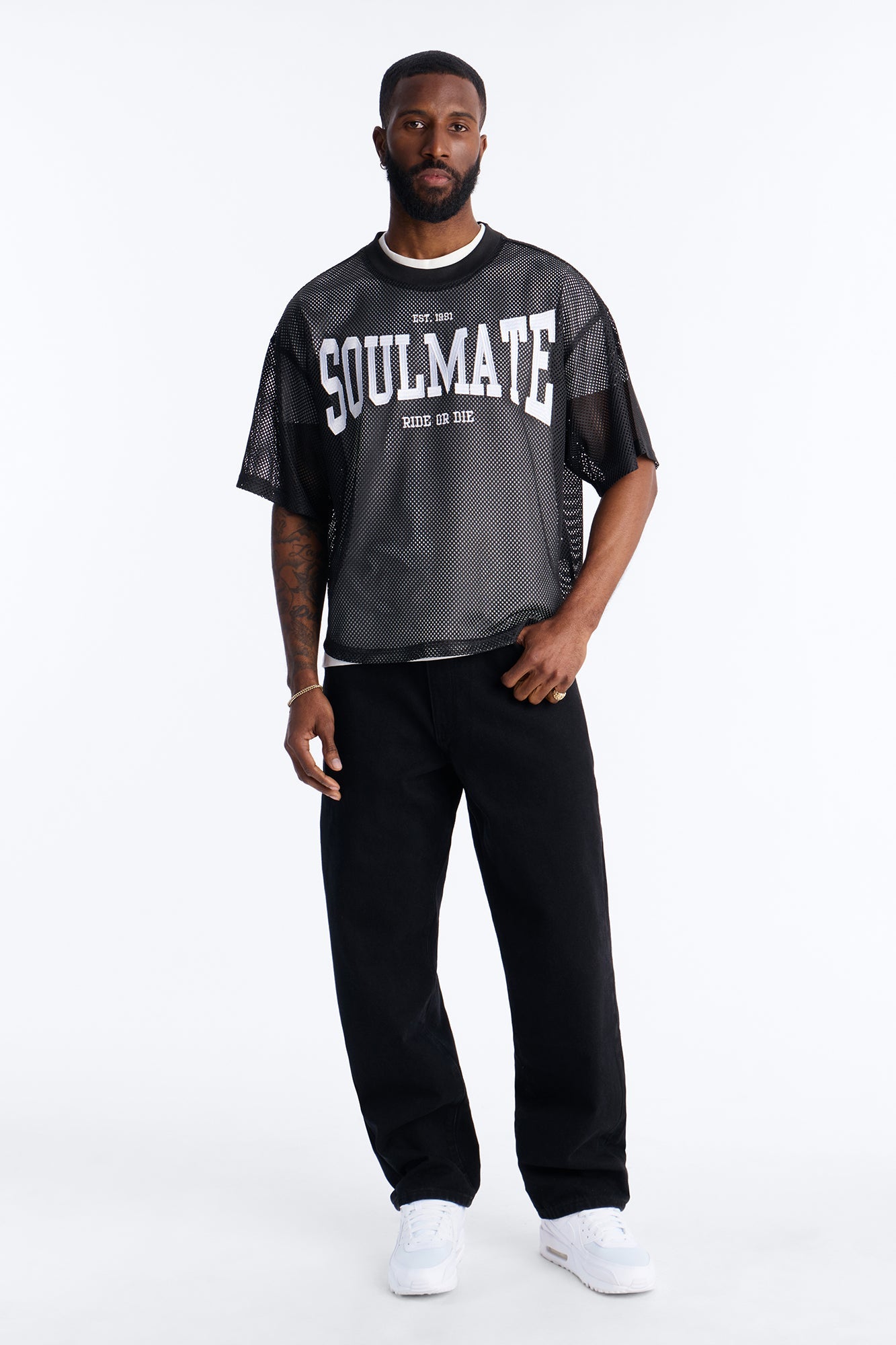 Soulmate Open Hole Mesh Top - Black