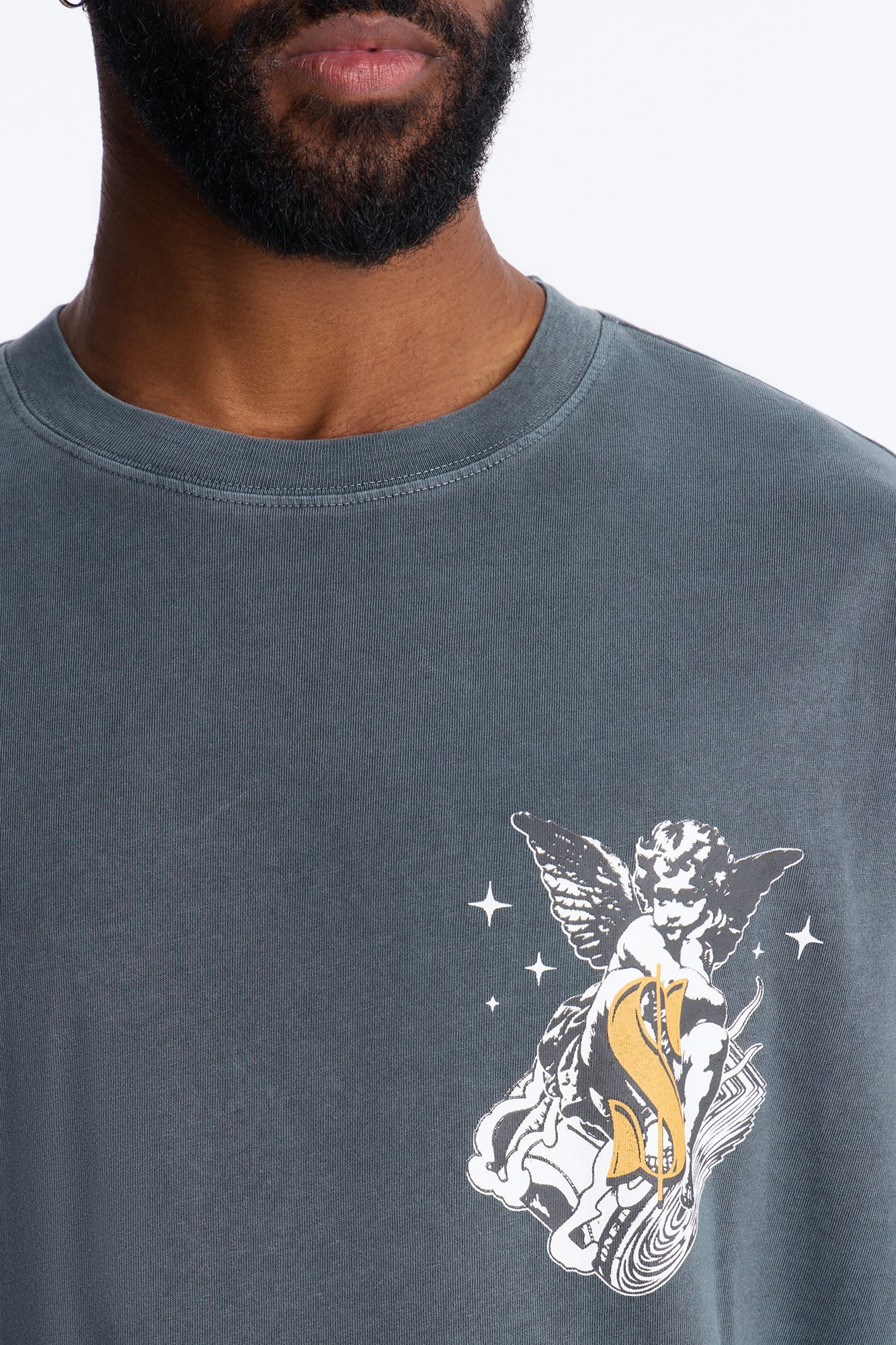 Protect Your Money Flow Oversized Short Sleeve Tee - Grey