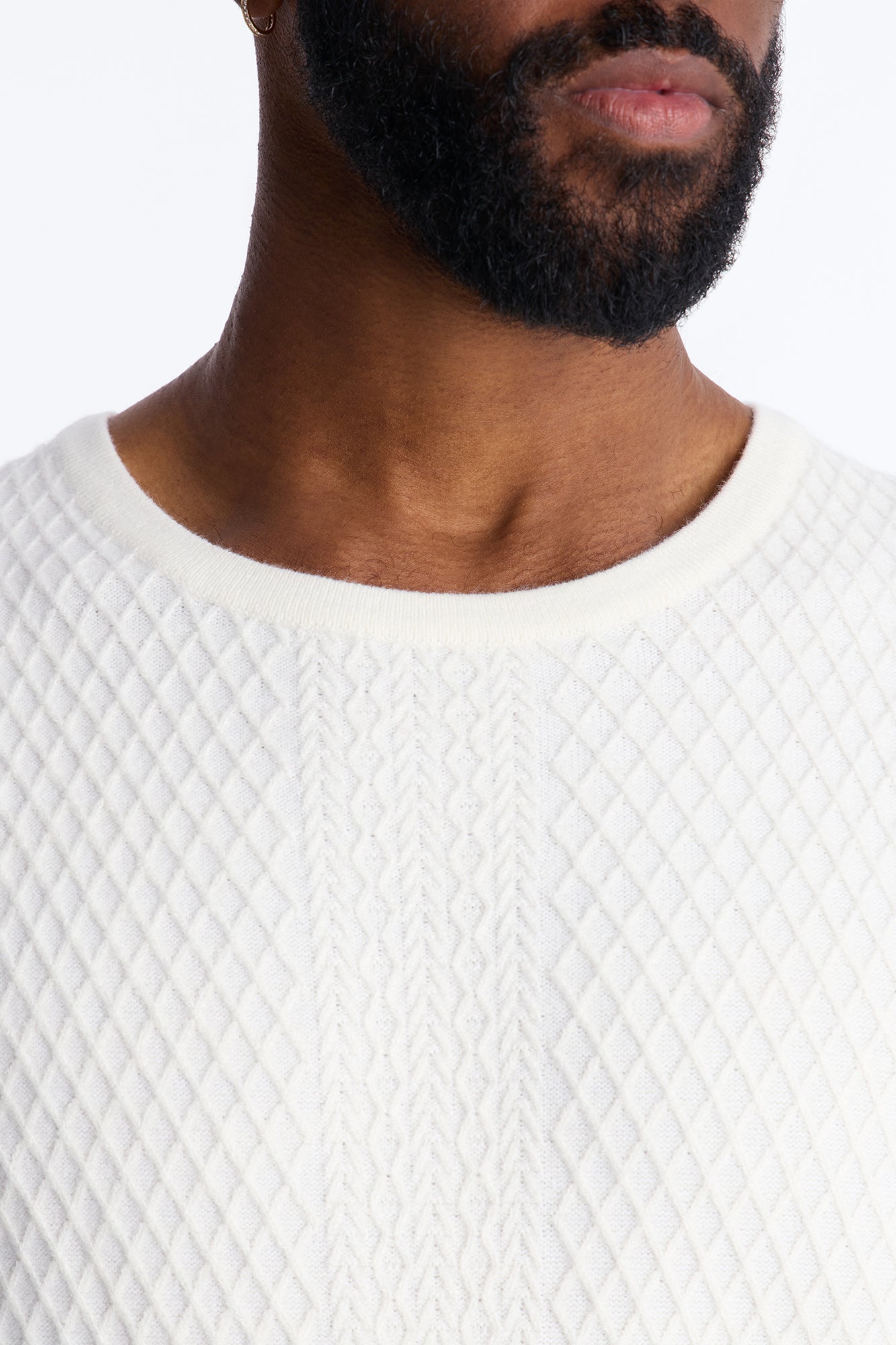 Relaxed Knitted Crewneck Tee - Cream