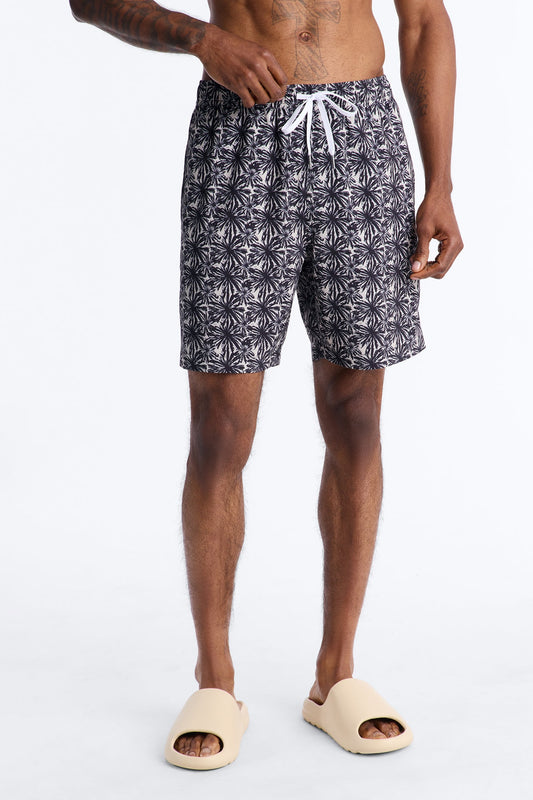 Abstract Savanna Floral Swim Trunk 7″ - Sand