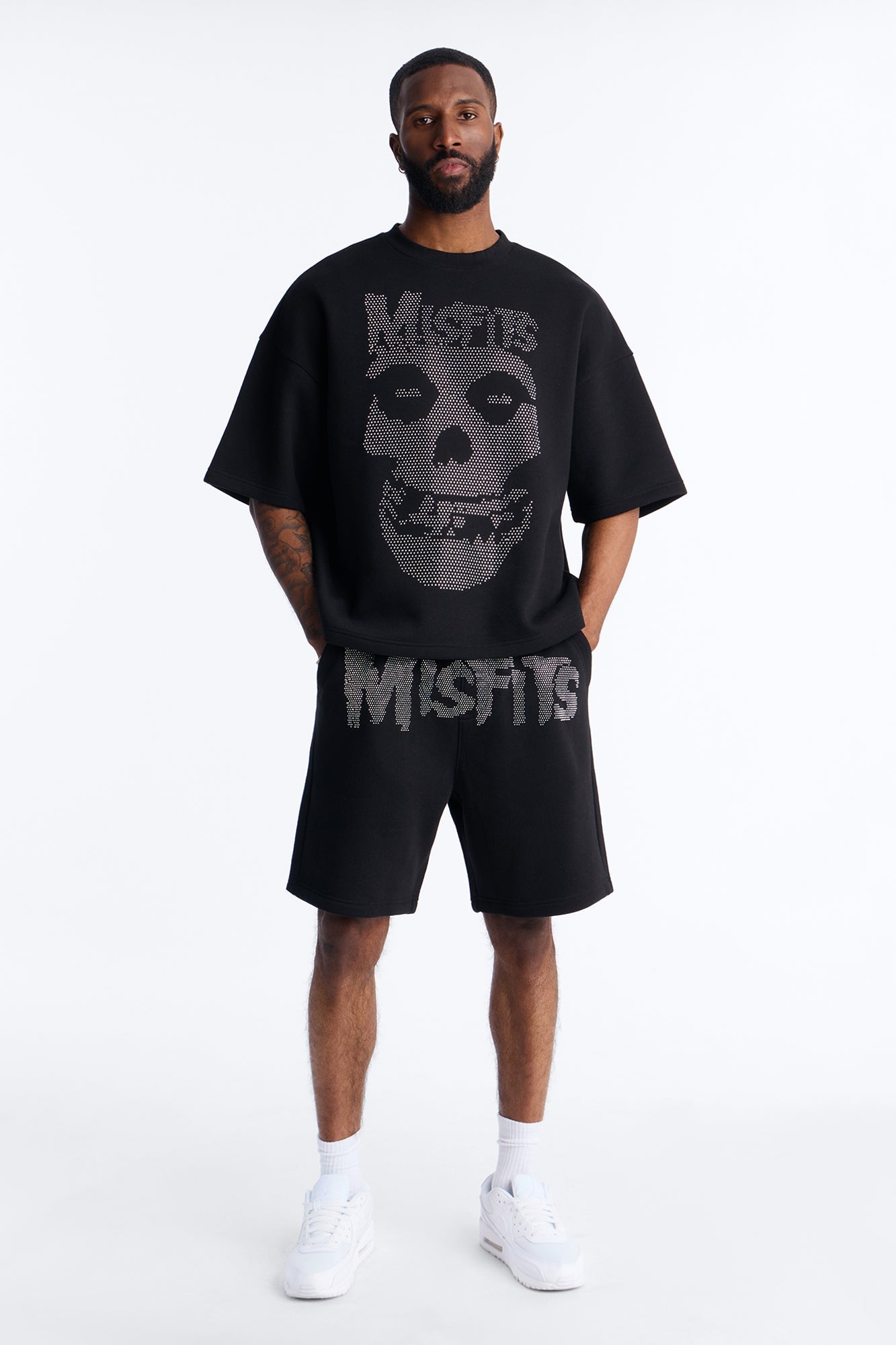 MIsfits Rhinestone Relaxed Sweatshorts - Black
