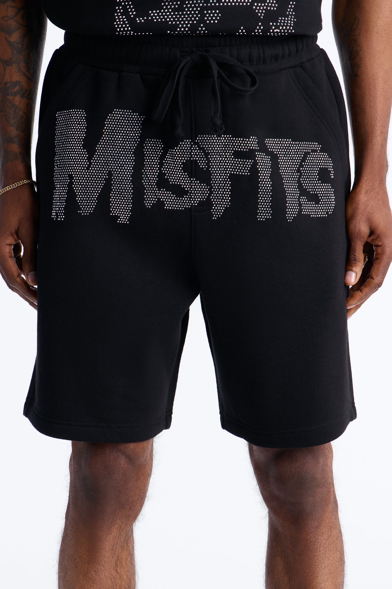 MIsfits Rhinestone Relaxed Sweatshorts - Black