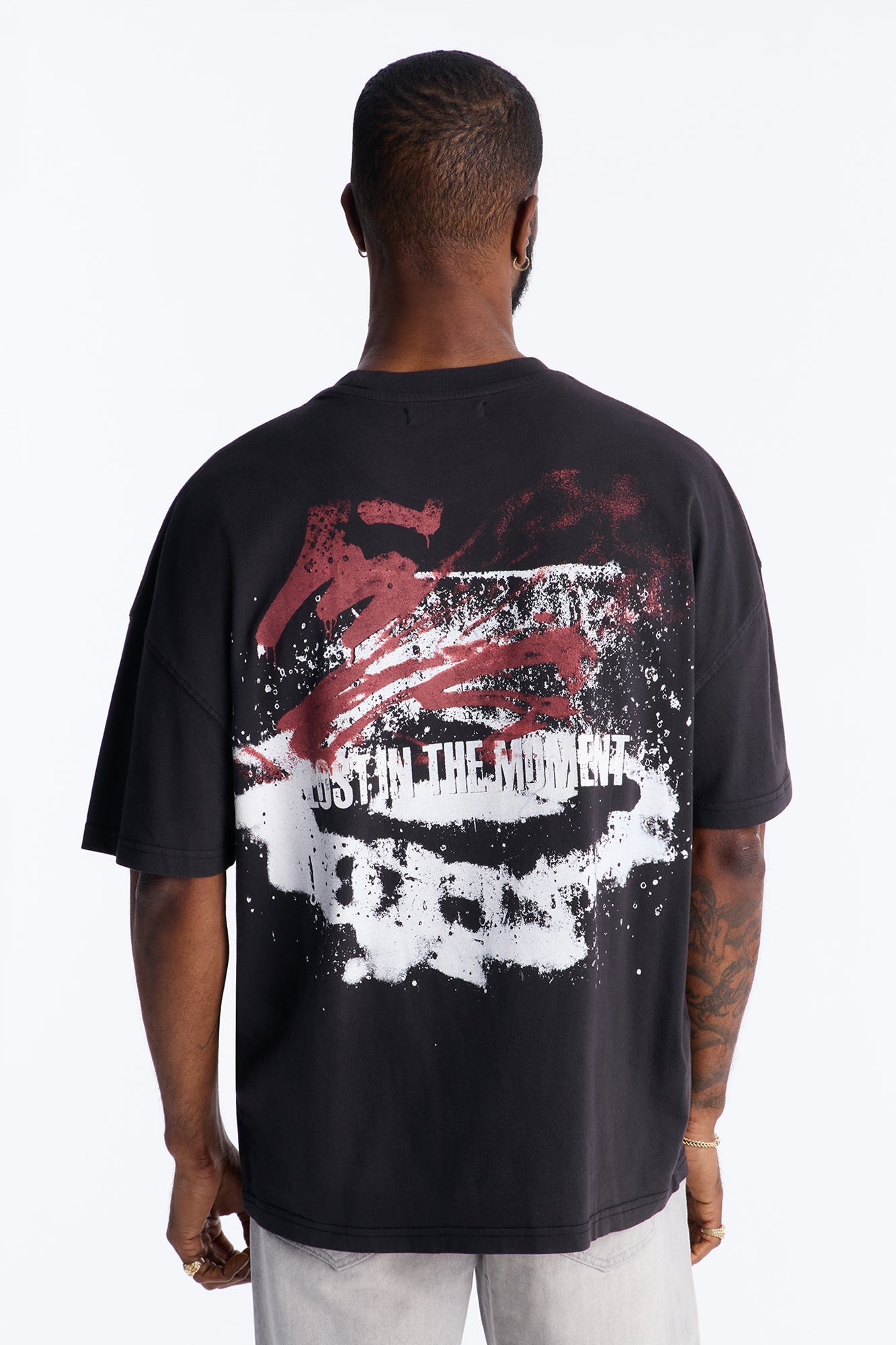 Lost In The Moment Oversized Short Sleeve Tee - Black Wash