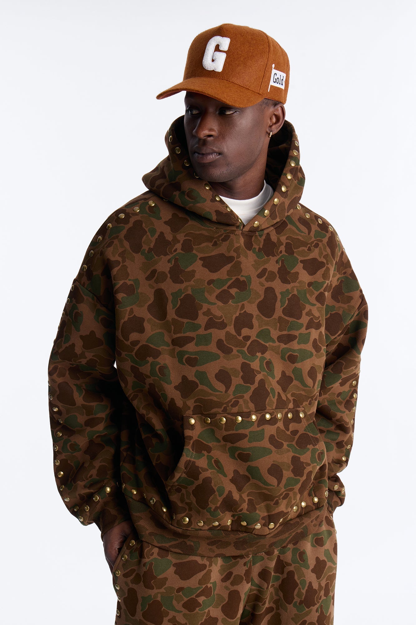 Oversized Frontline Studded Camo Hoodie - Camouflage