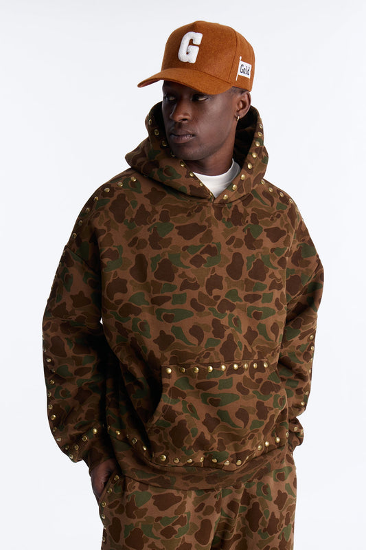 Oversized Frontline Studded Camo Hoodie - Camouflage