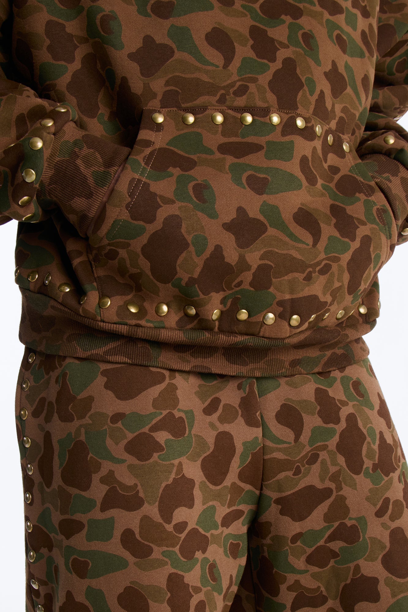 Oversized Frontline Studded Camo Hoodie - Camouflage