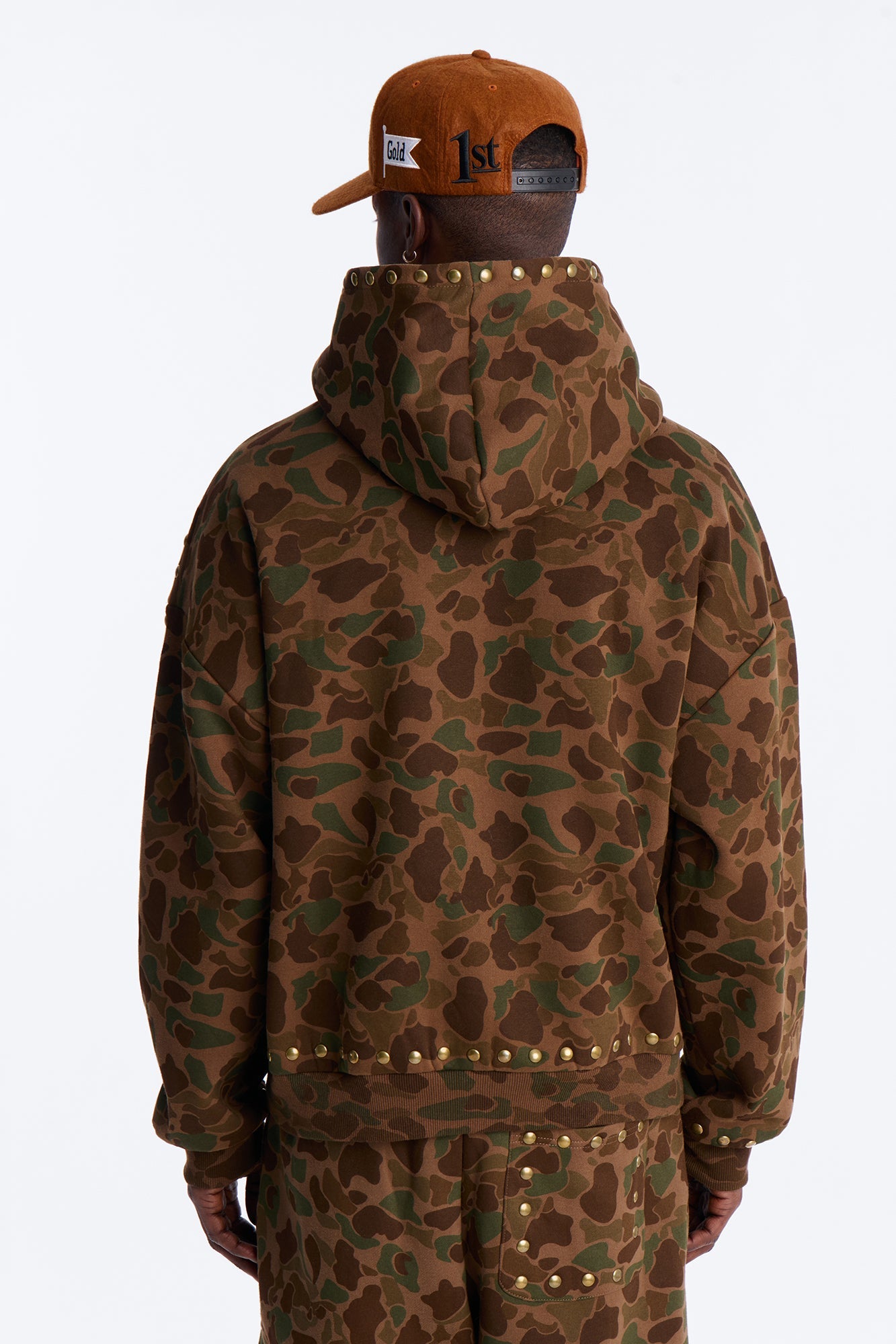 Oversized Frontline Studded Camo Hoodie - Camouflage