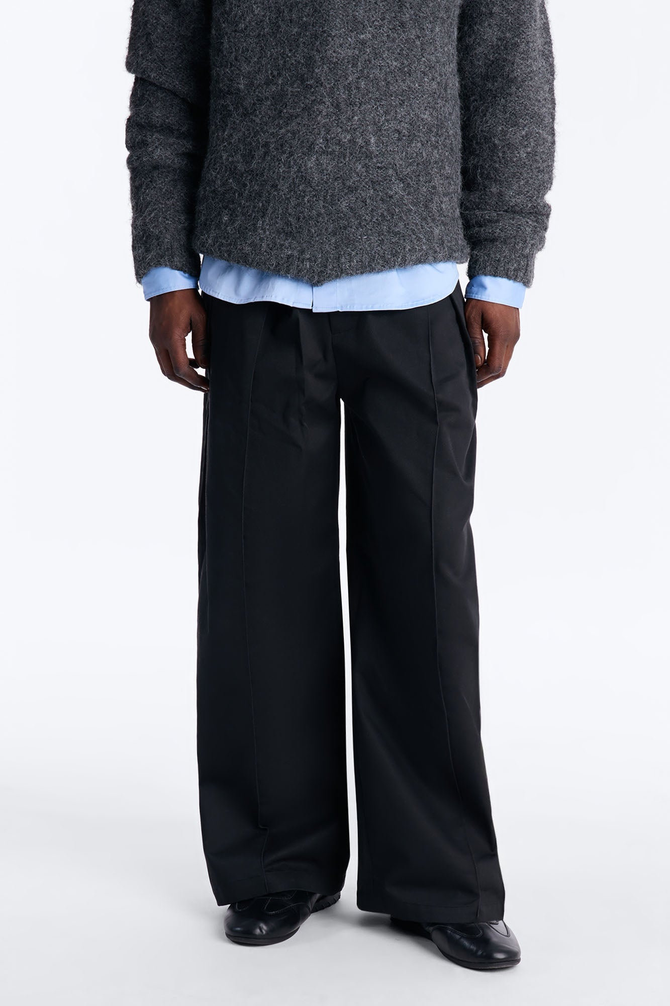Wide Leg Doheny Abstract Blade Trouser - Black