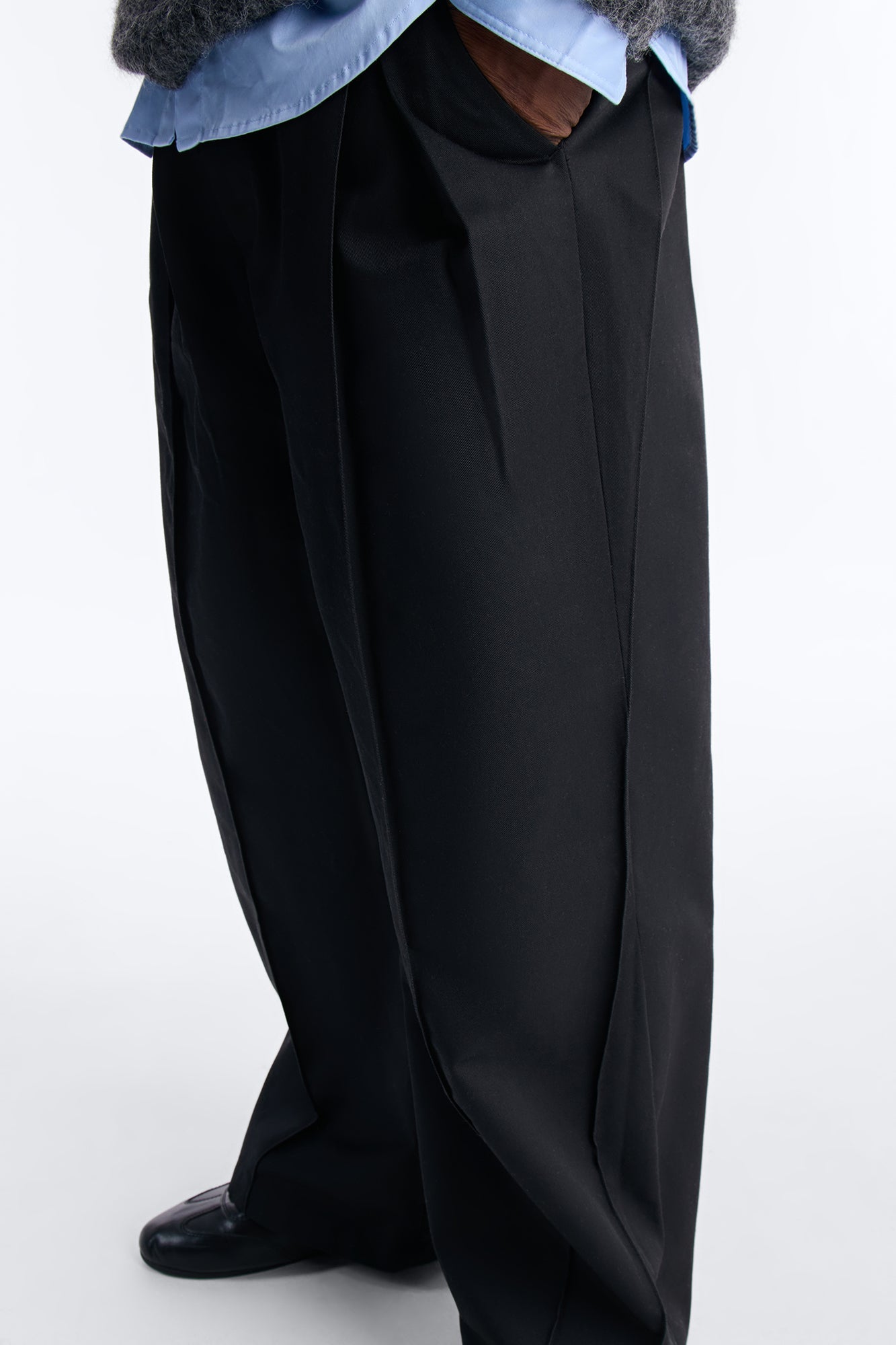 Wide Leg Doheny Abstract Blade Trouser - Black
