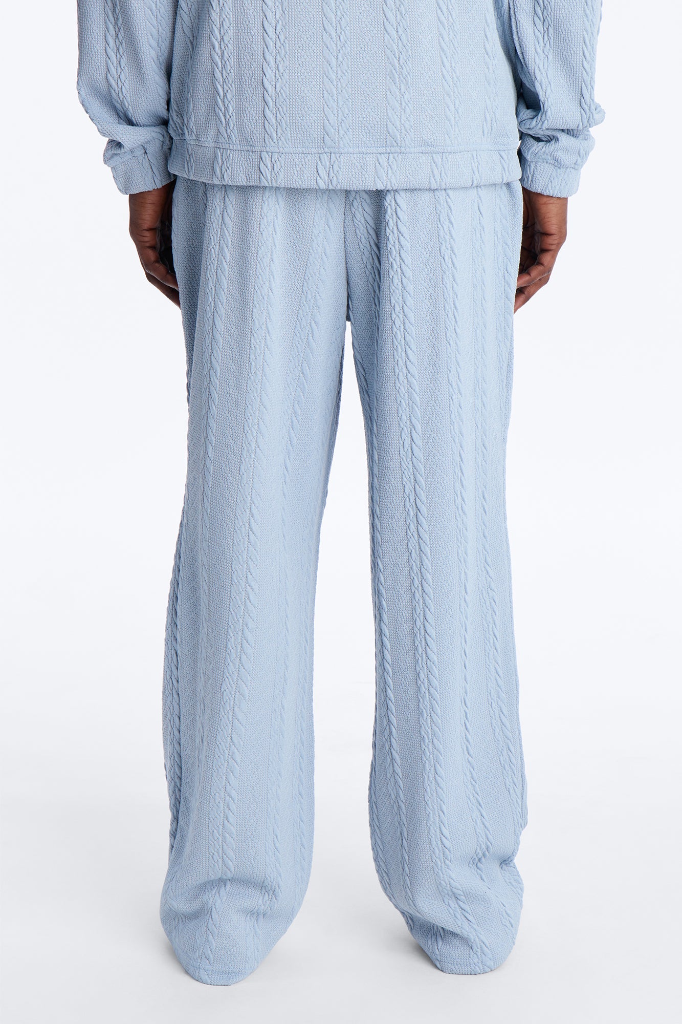 Baggy Textured Cozy Braided Pant - Blue