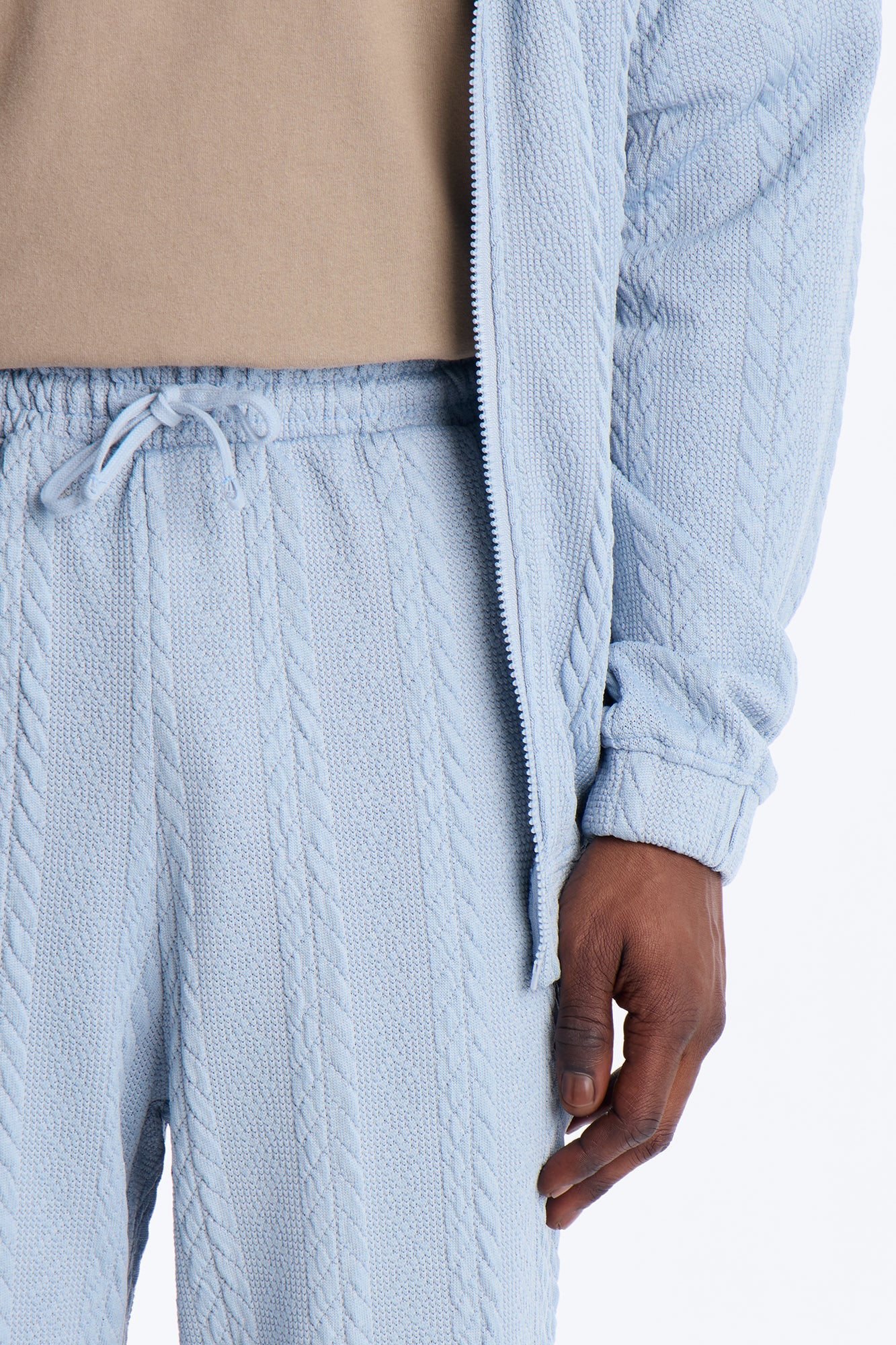 Baggy Textured Cozy Braided Pant - Blue