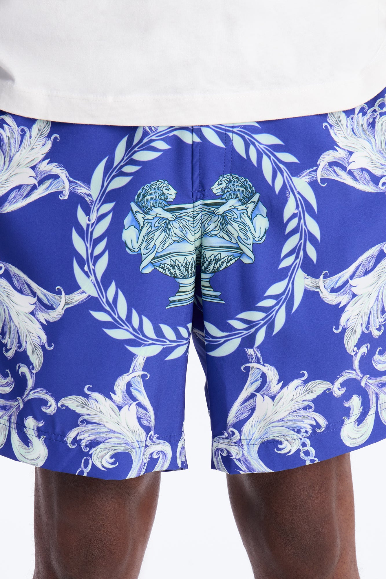Interlinked Chain Baroque Swim Trunk 7″ - Blue