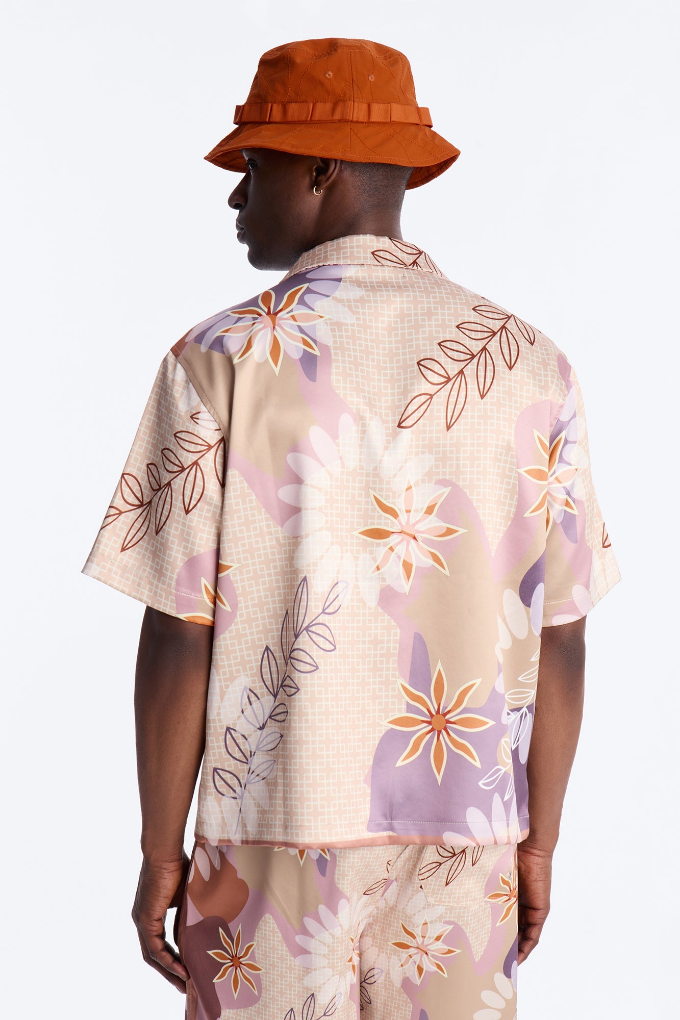 Relaxed Palm Bloom Cuban Button Up Shirt - Pink