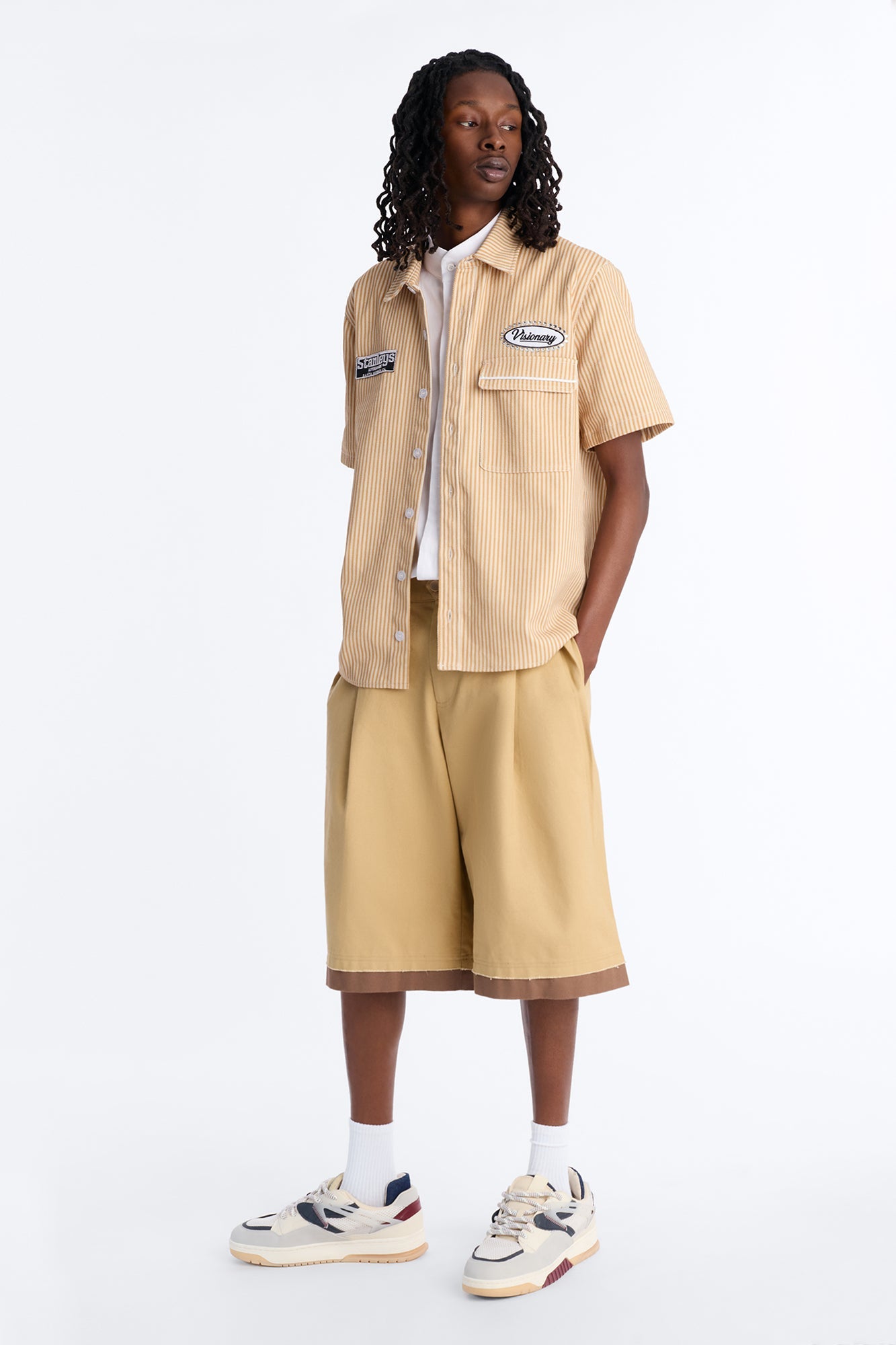 Baggy Pleated Milano Short - Tan