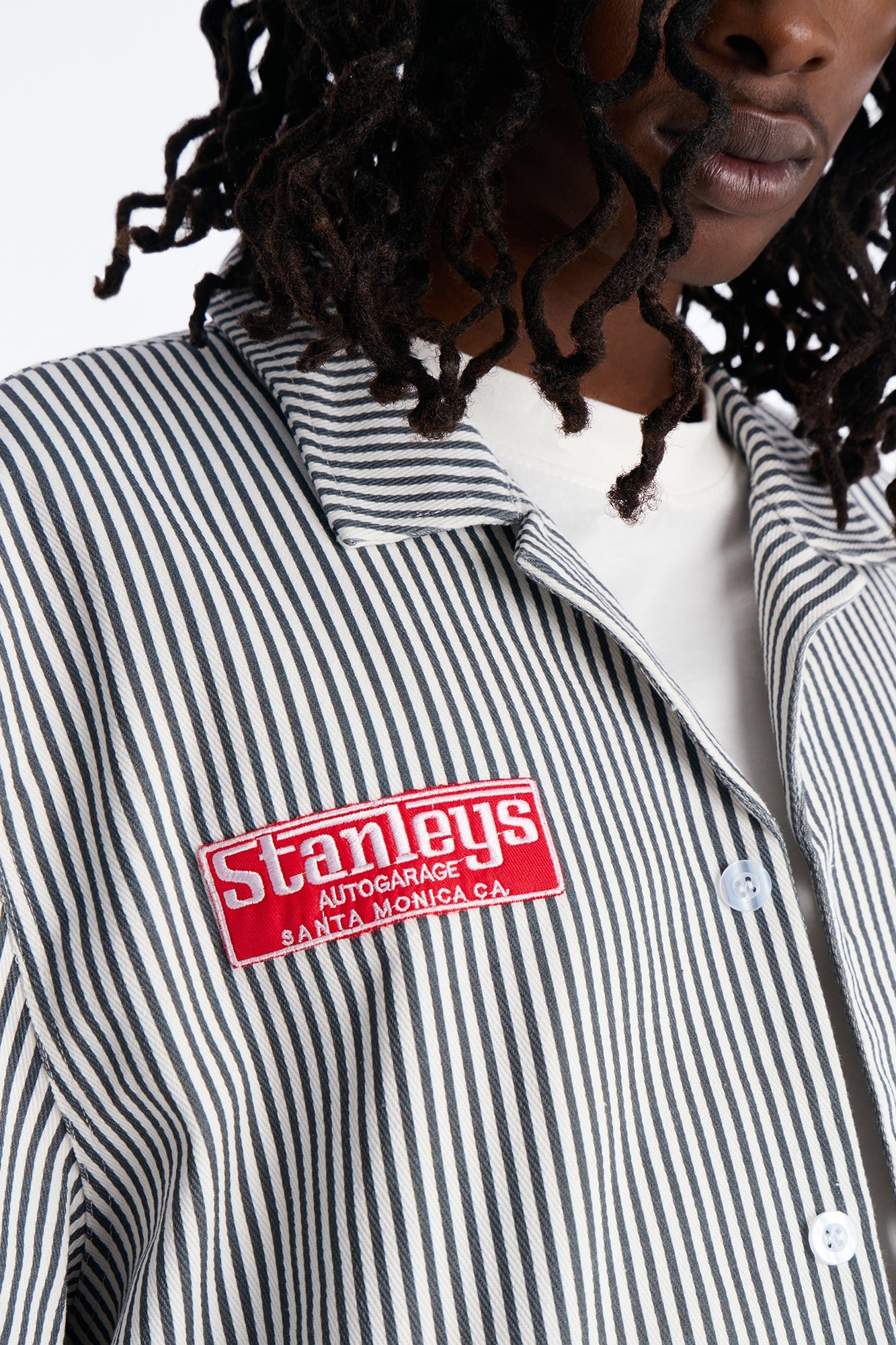 Cropped Pit Crew Mechanic Shirt - Black