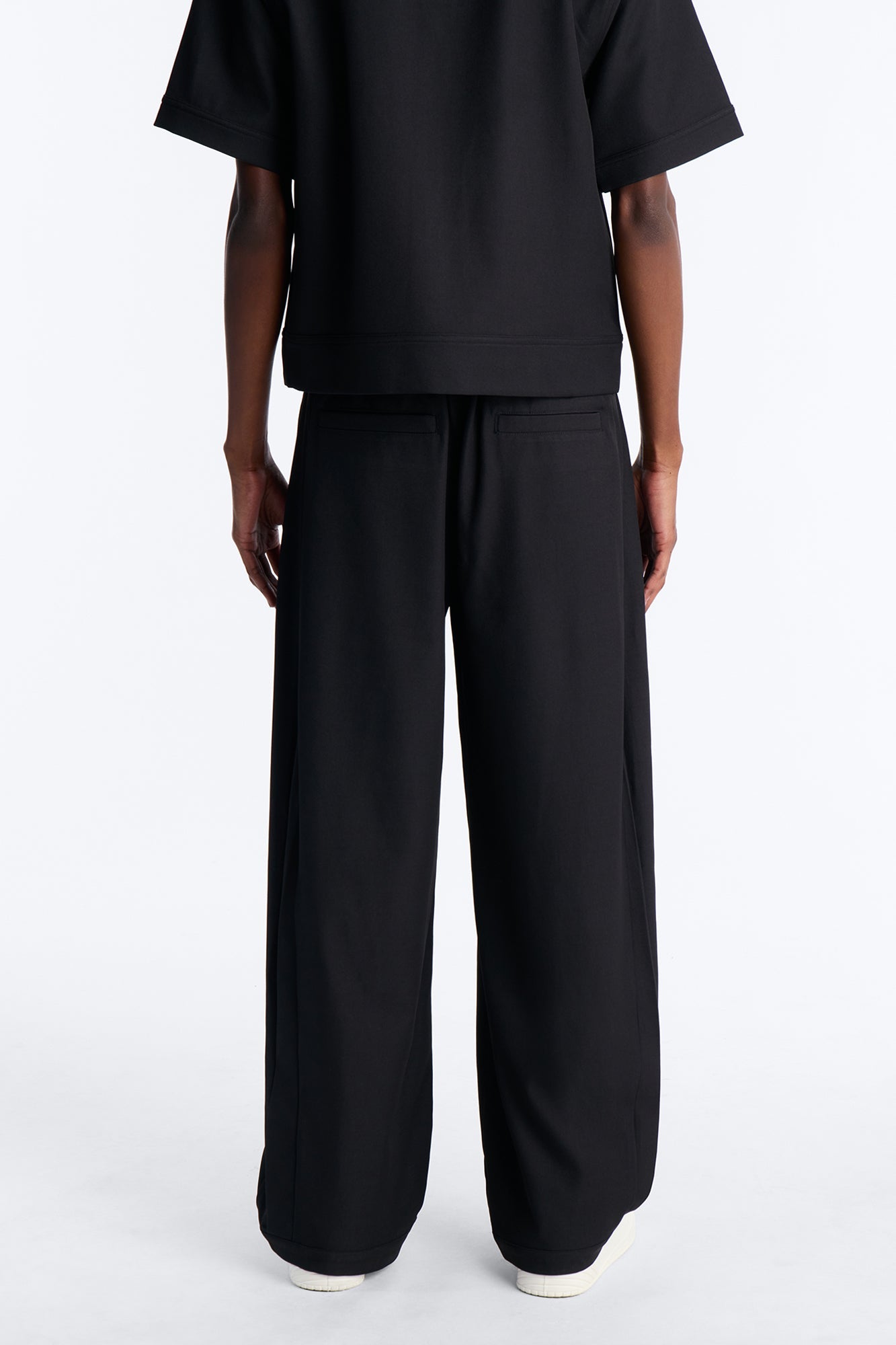 Baggy Side Pleated Panel Trouser - Black
