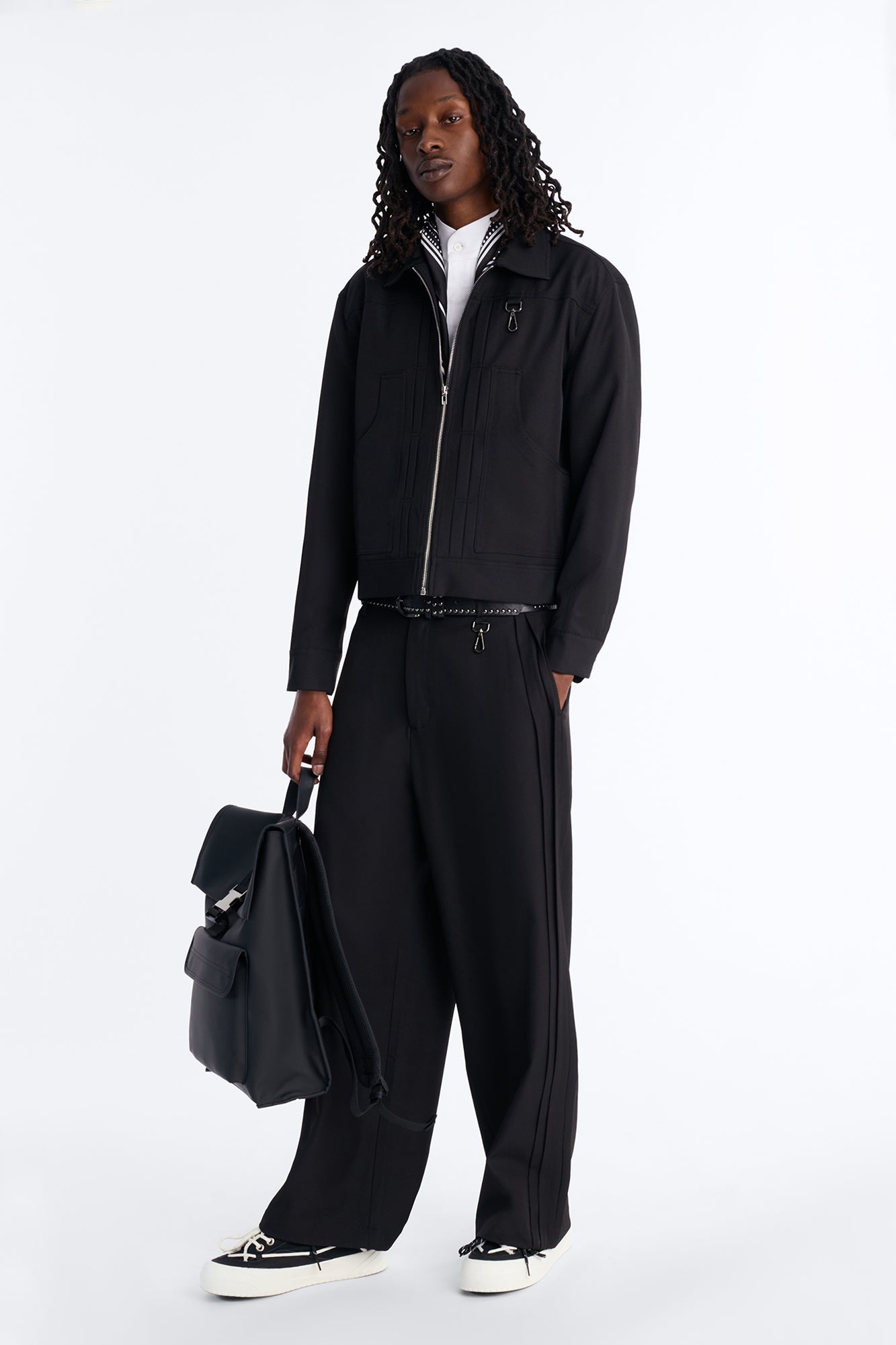 Relaxed Vertical Sync Zip Jacket - Black