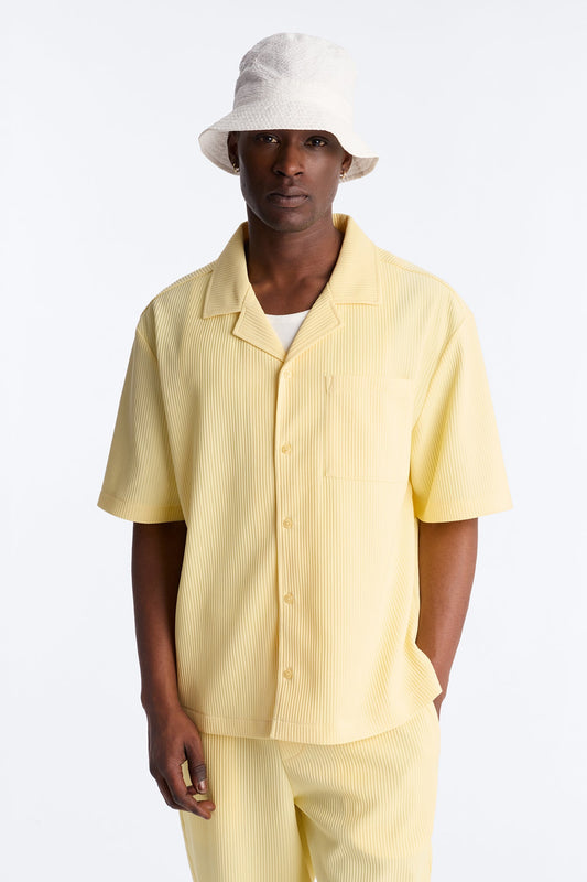 Show Up Short Sleeve Cuban Shirt - Butter Yellow