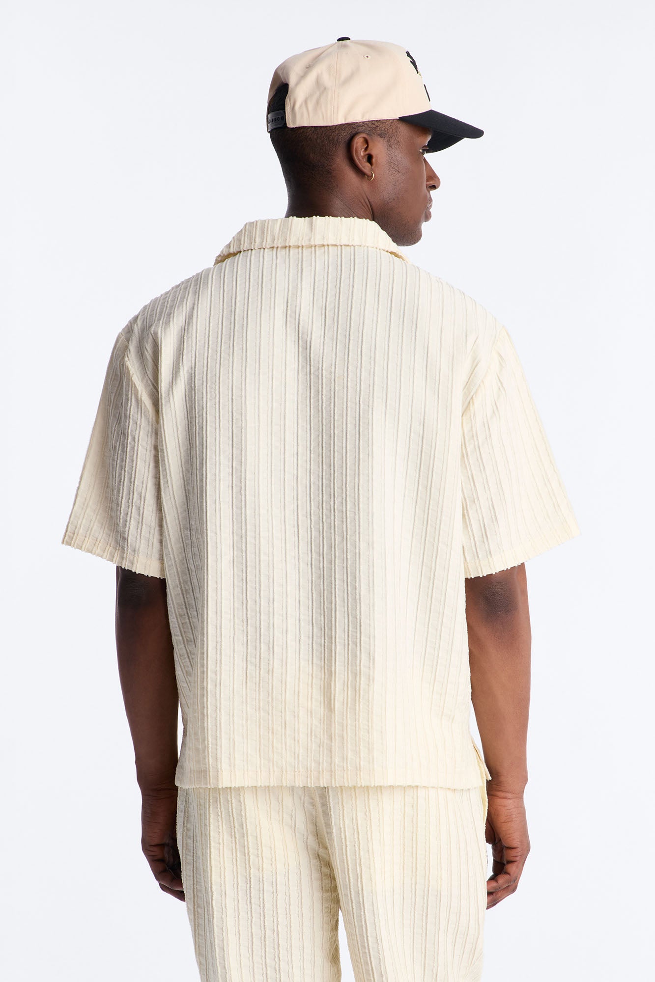 Relaxed Aegean Pleat Cuban Collar Button Up - Cream