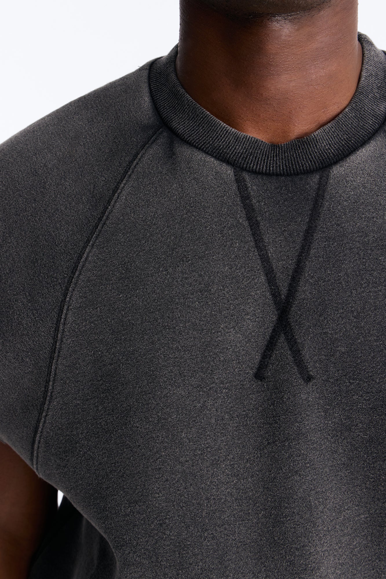 Washed Raw Edge Relaxed Muscle Tee - Black Wash