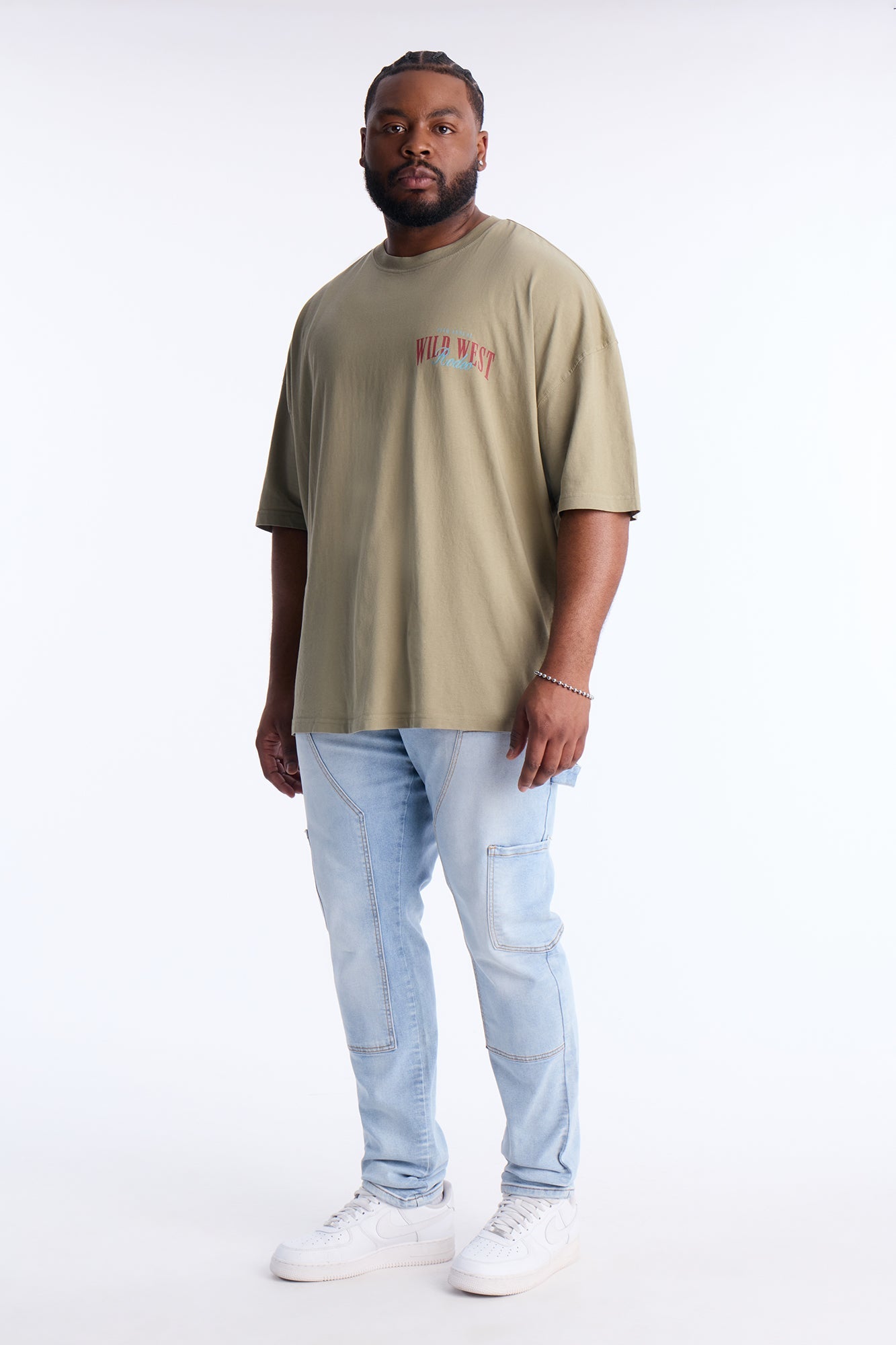 Wild West Rodeo Oversized Short Sleeve Tee - Olive