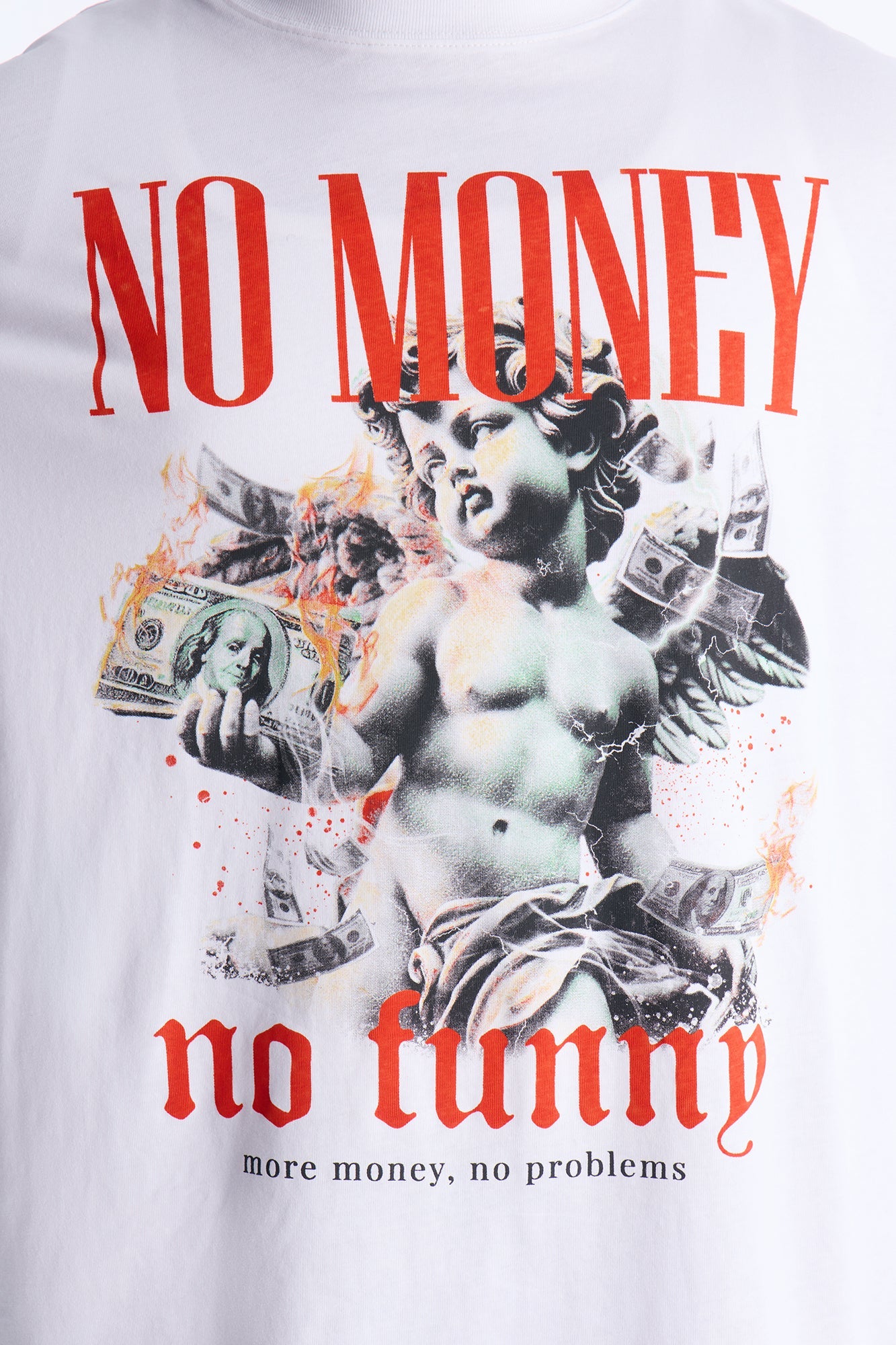 No Money No Funny Oversized Short Sleeve Tee - White
