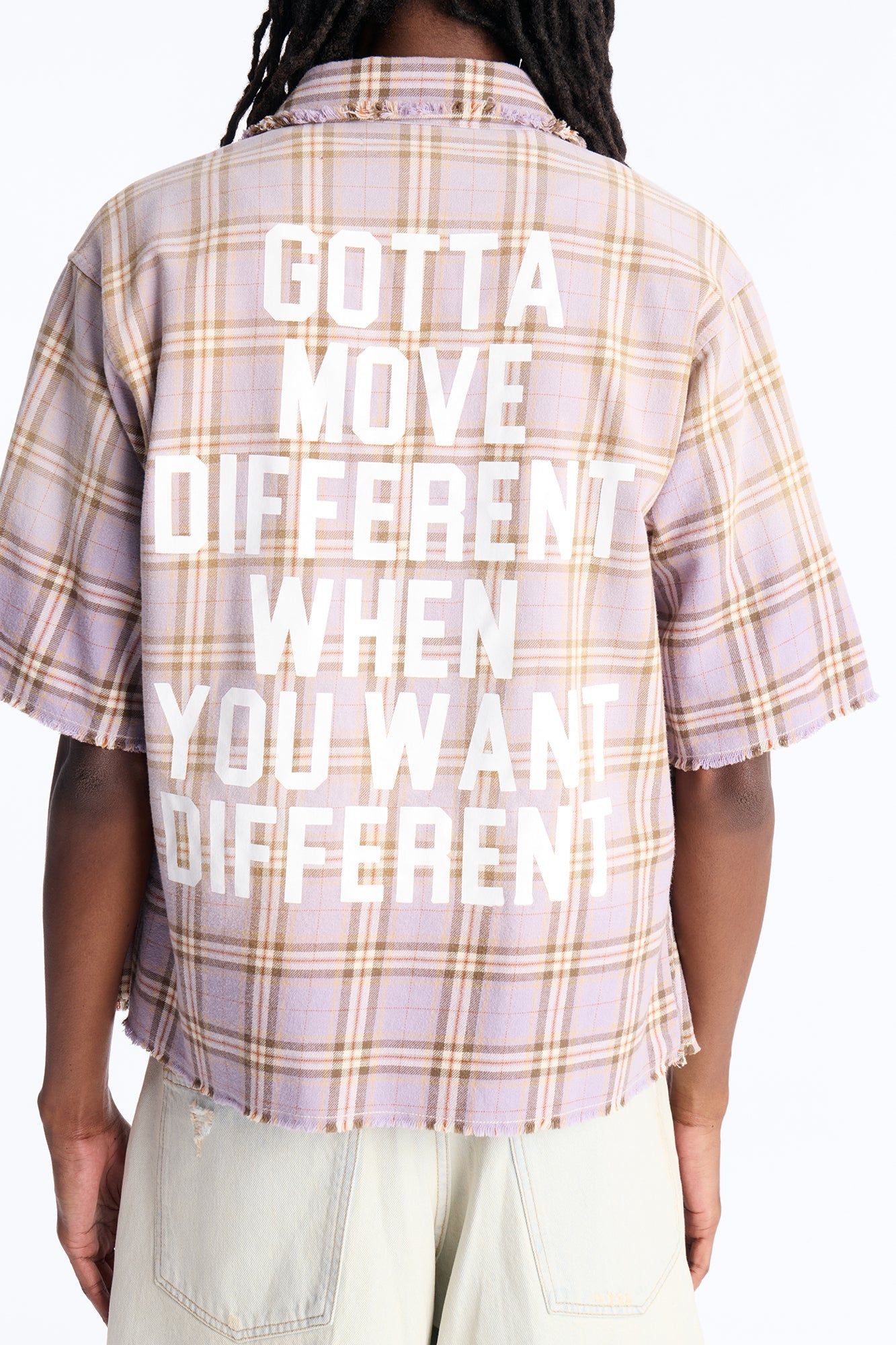 Cropped Gotta Move Flannel Button Up Shirt - Purple