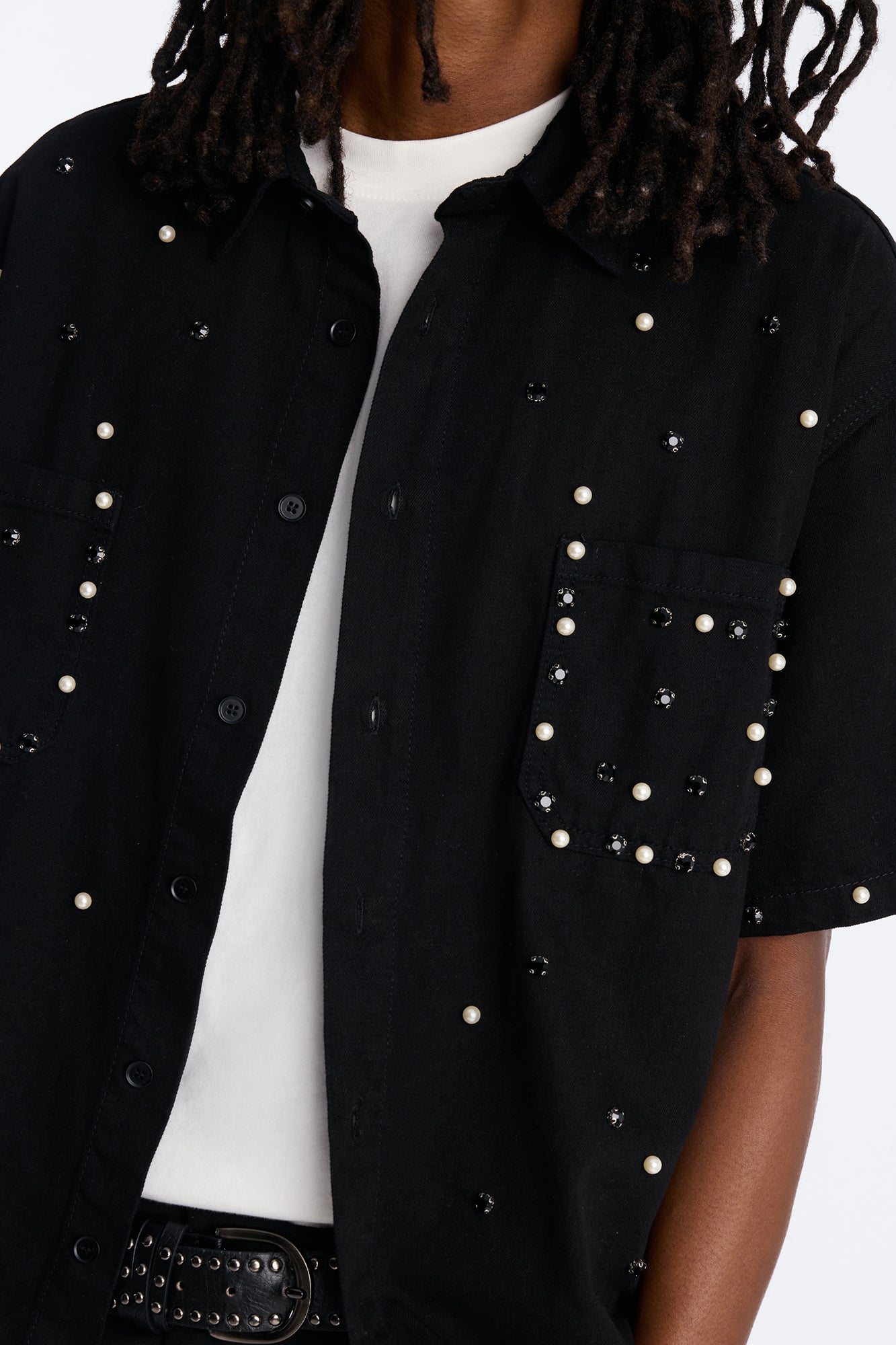 Apex Stud Button Up Shirt - Black