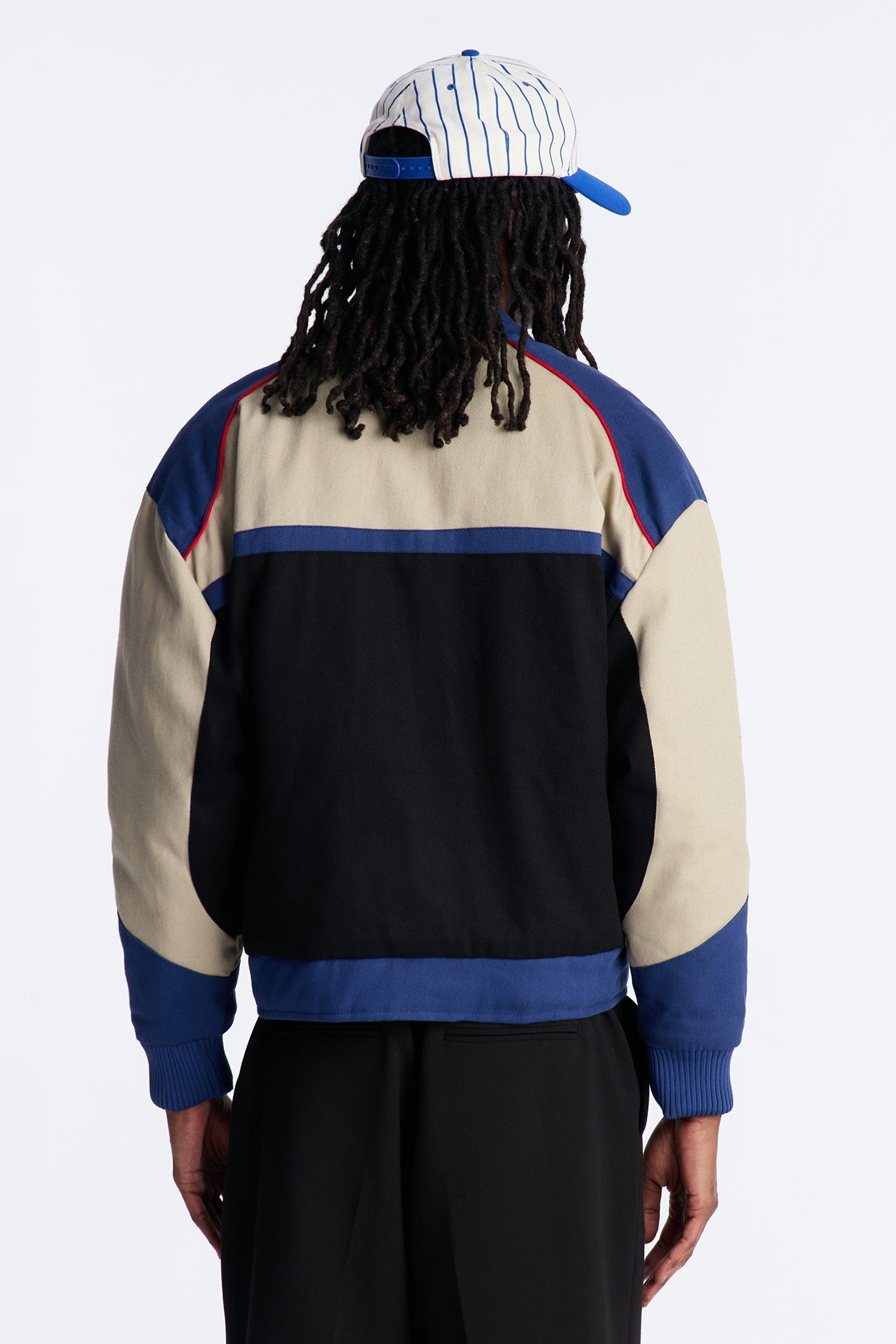 Victory Lap Color Block Bomber Jacket - Black/combo