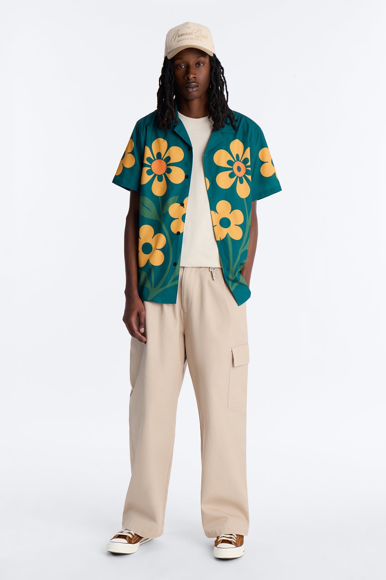 Relaxed Forest Bloom Button Up Shirt - Green