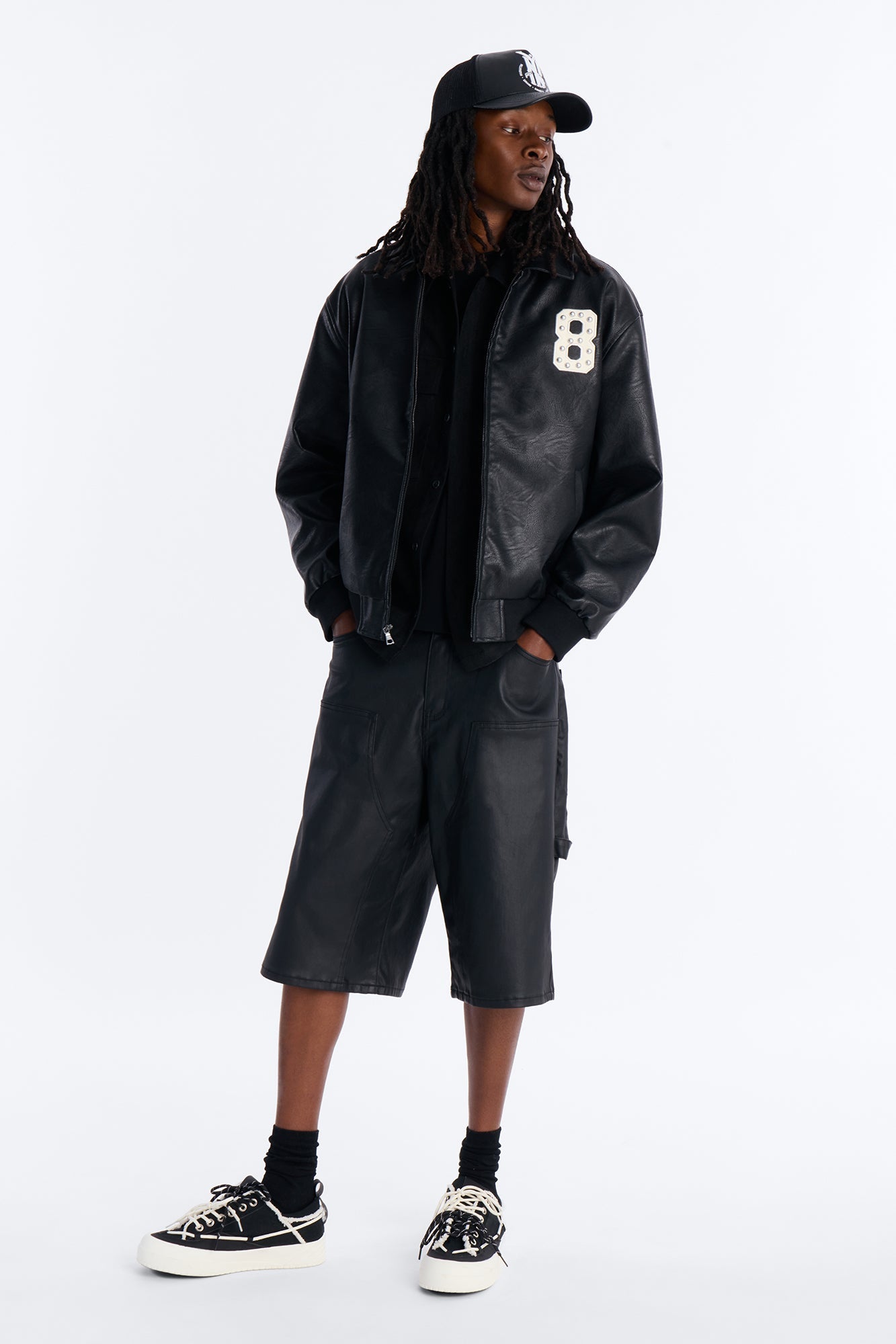 Baggy Liquid Coated Waxed Short - Black