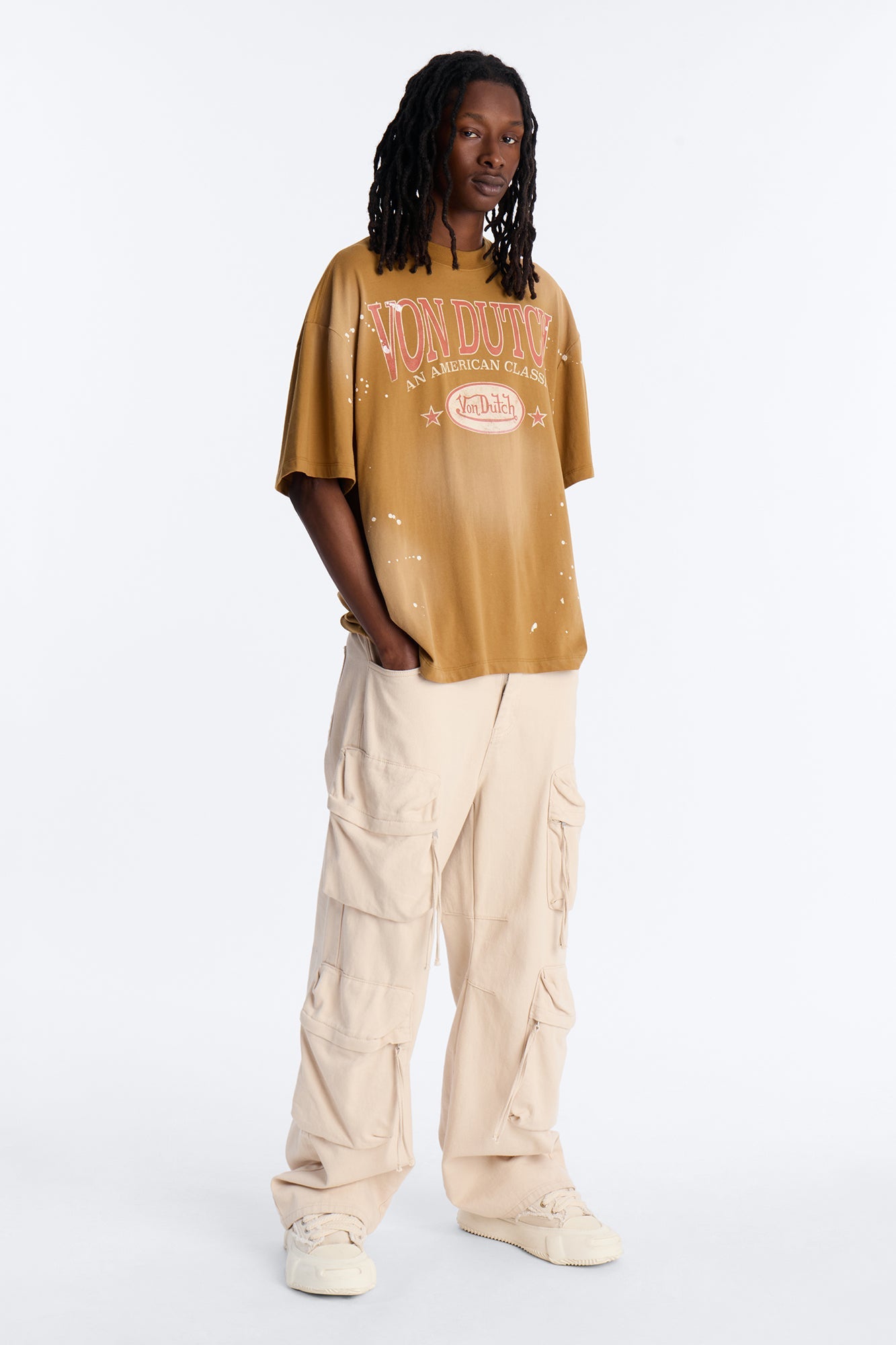 Von Dutch American Classic Boxy Short Sleeve Tee - Tan